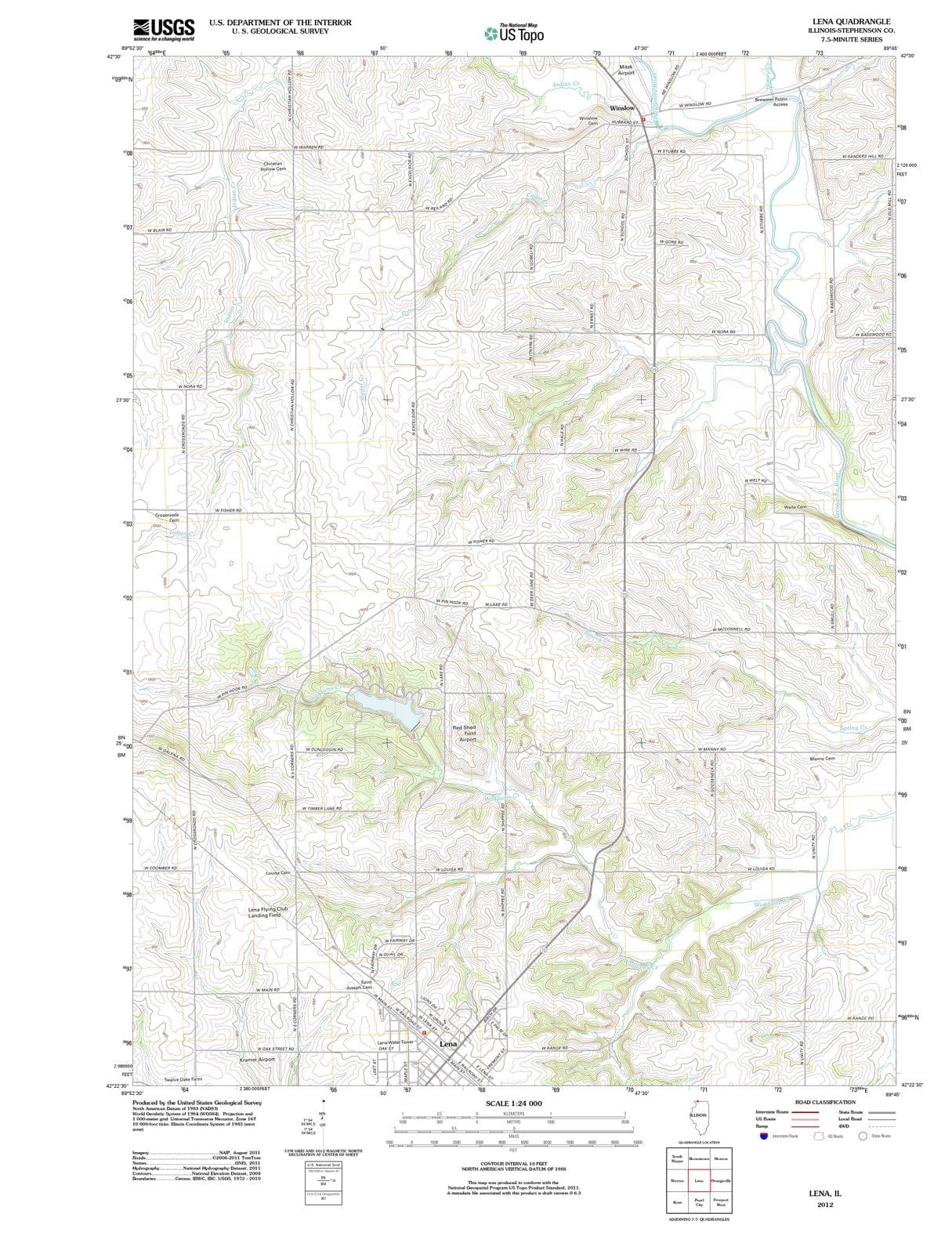 2012 Lena, IL - Illinois - USGS Topographic Map