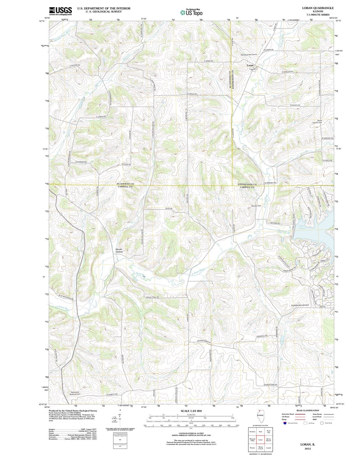 2012 Loran, IL - Illinois - USGS Topographic Map