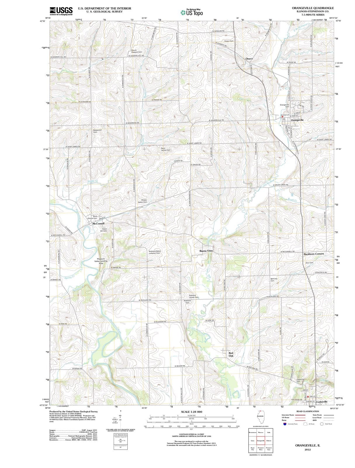 2012 Orangeville, IL - Illinois - USGS Topographic Map