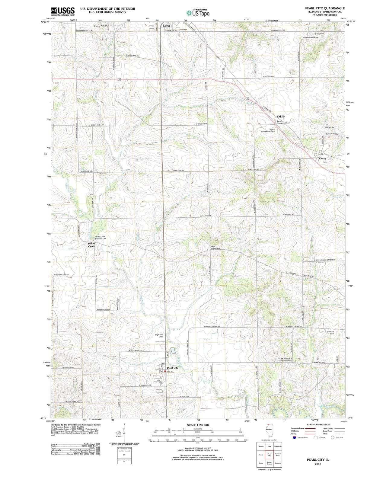 2012 Pearl City, IL - Illinois - USGS Topographic Map