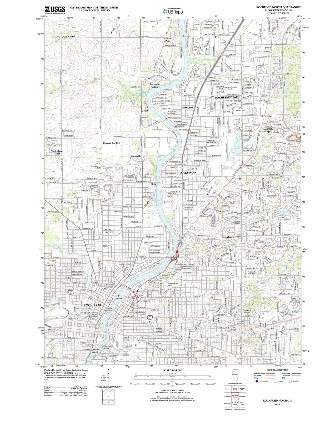 2012 Rockford North, IL - Illinois - USGS Topographic Map