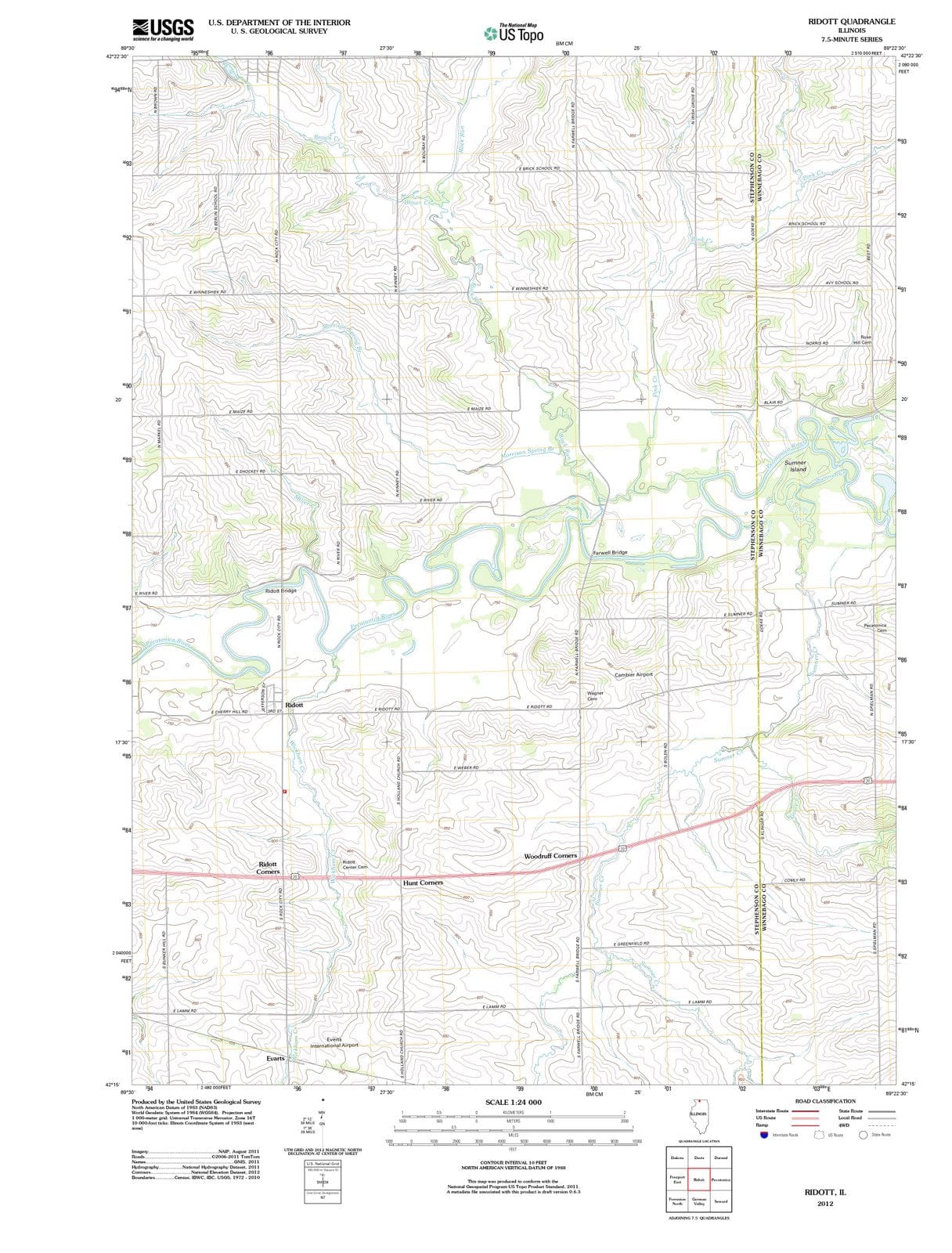 2012 Ridott, IL - Illinois - USGS Topographic Map