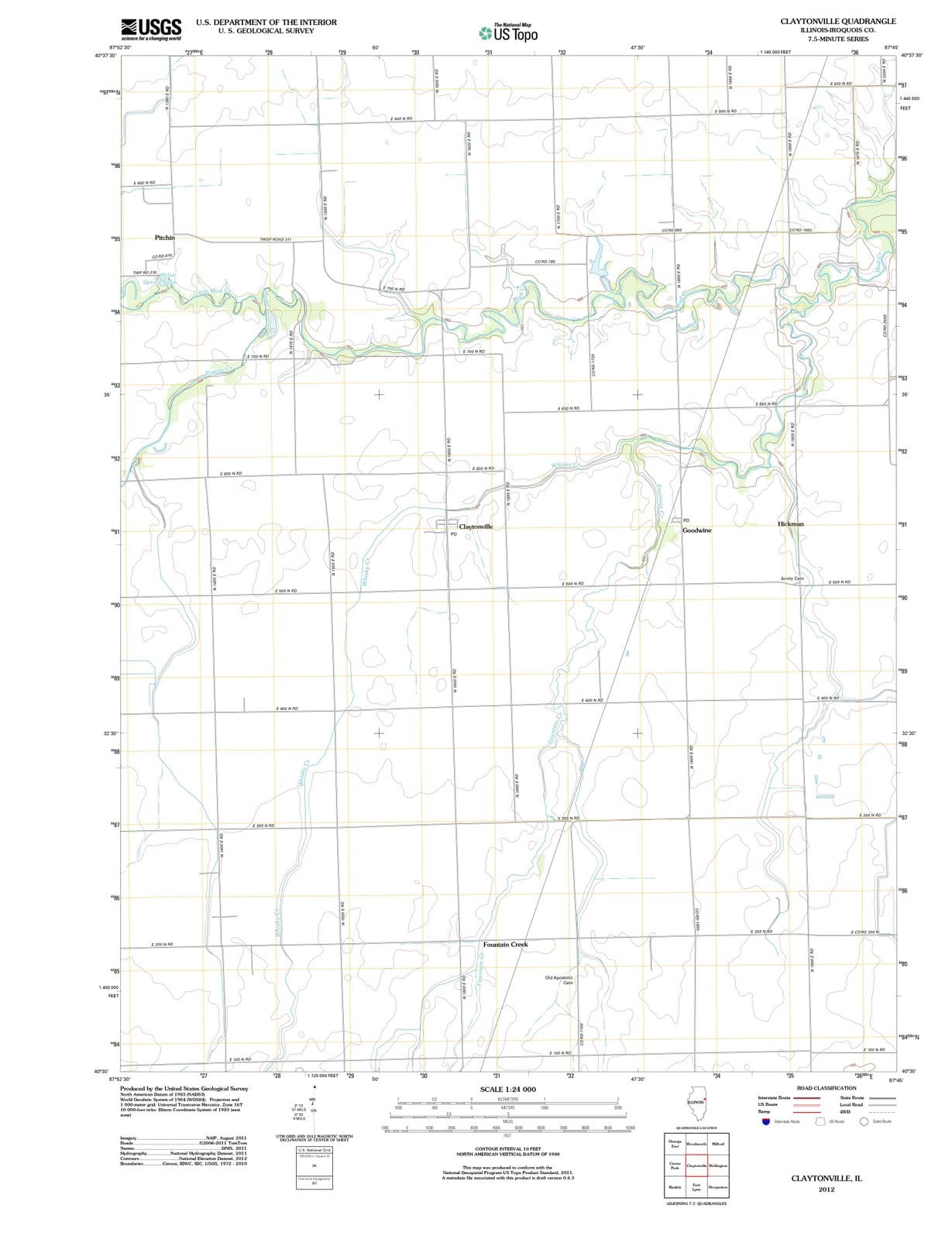 2012 Claytonville, IL - Illinois - USGS Topographic Map