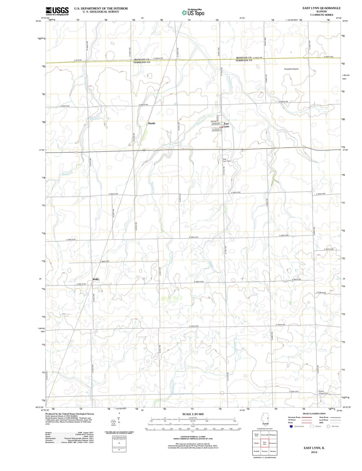 2012 East Lynn, IL - Illinois - USGS Topographic Map