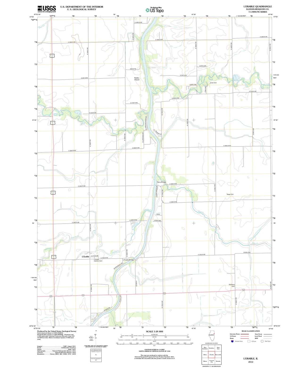 2012 L'Erable, IL - Illinois - USGS Topographic Map