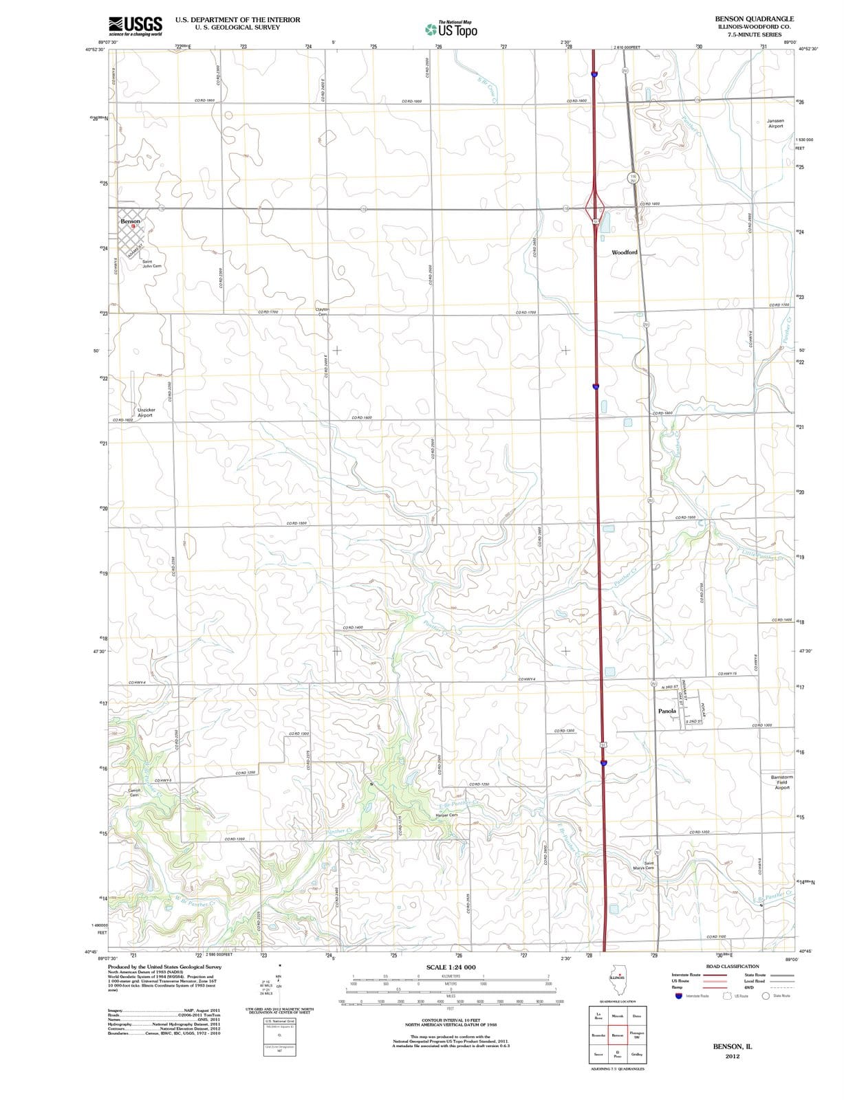 2012 Benson, IL - Illinois - USGS Topographic Map