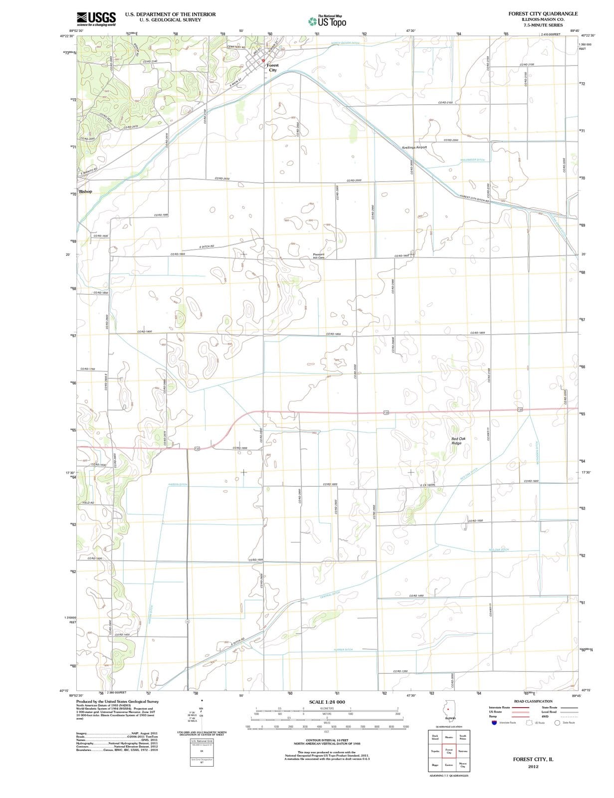 2012 Forest City, IL - Illinois - USGS Topographic Map