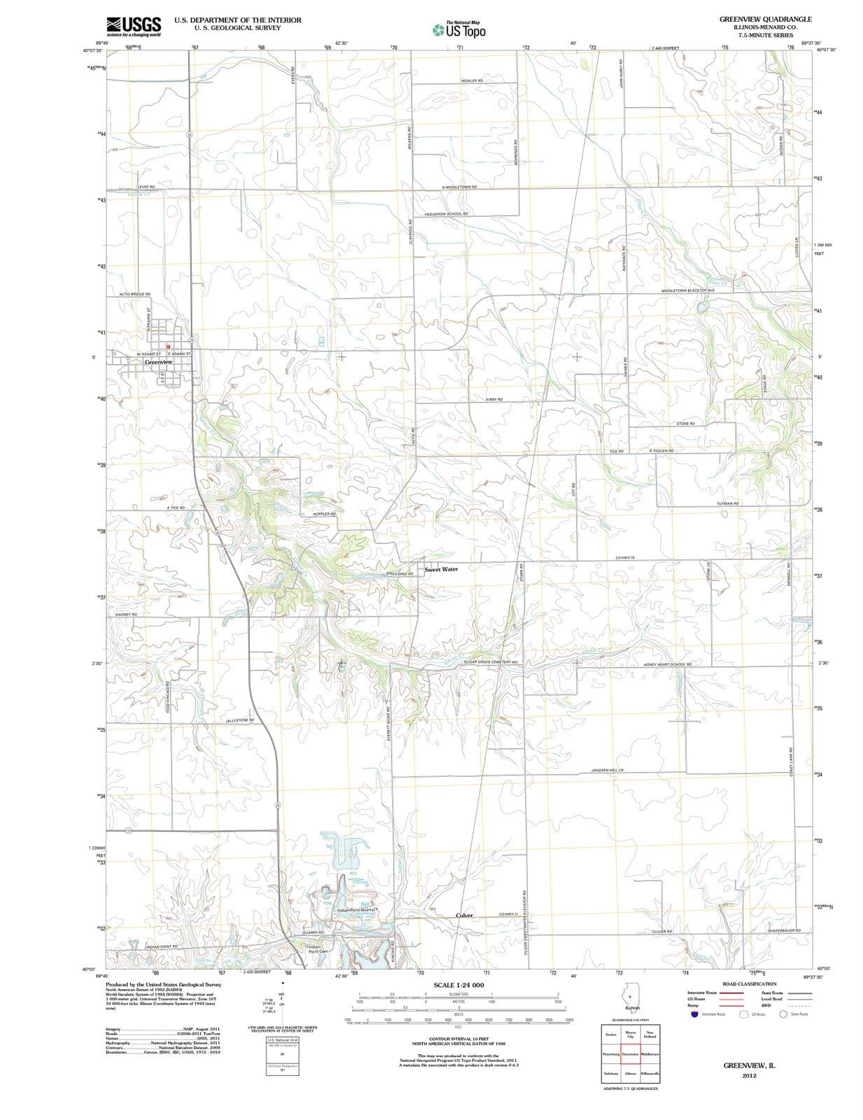 2012 Greenview, IL - Illinois - USGS Topographic Map