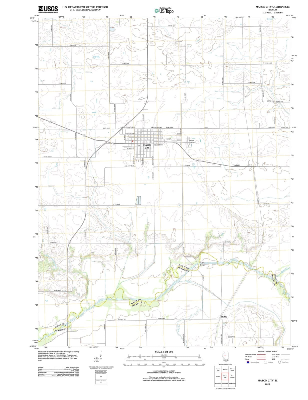 2012 Mason City, IL - Illinois - USGS Topographic Map