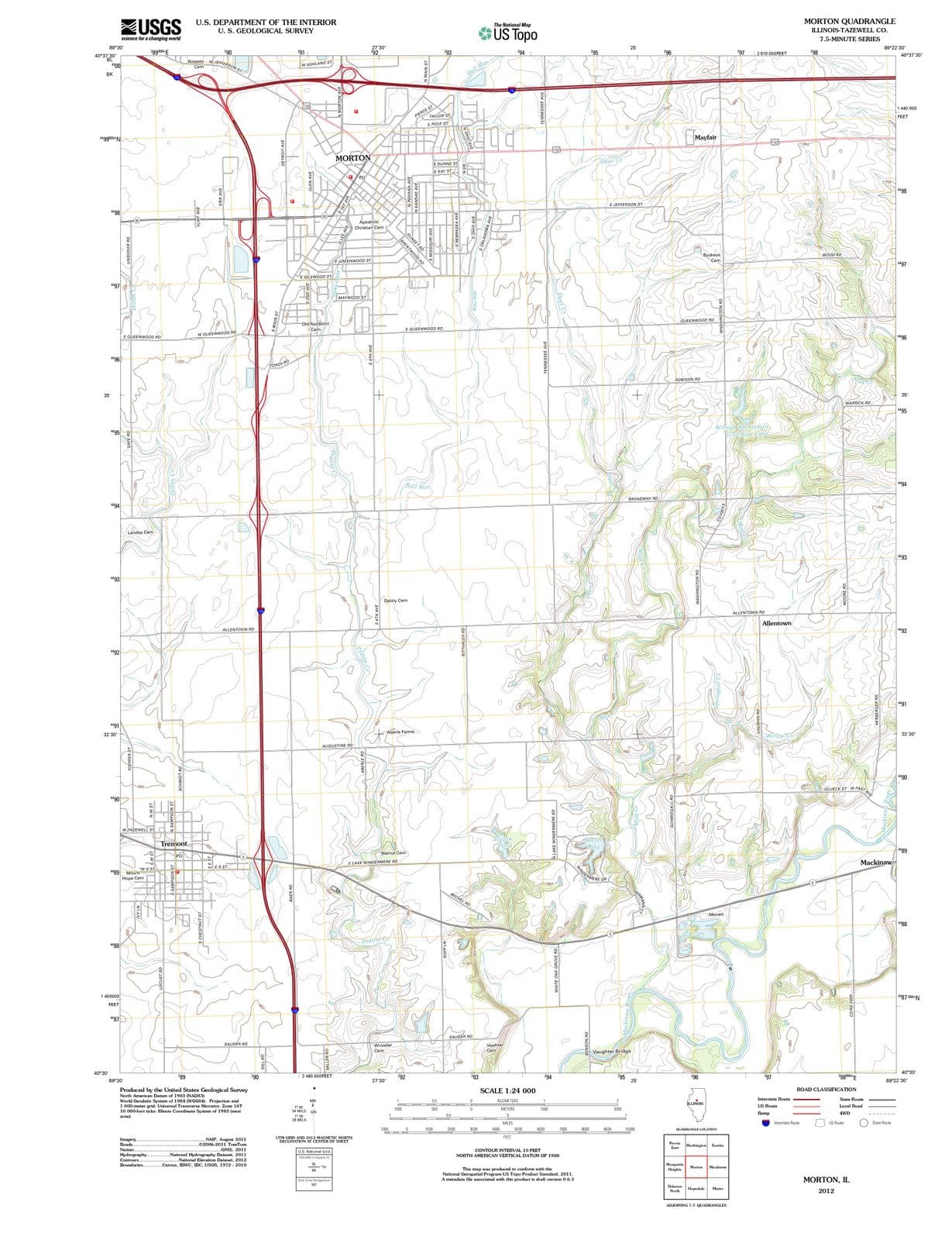2012 Morton, IL - Illinois - USGS Topographic Map