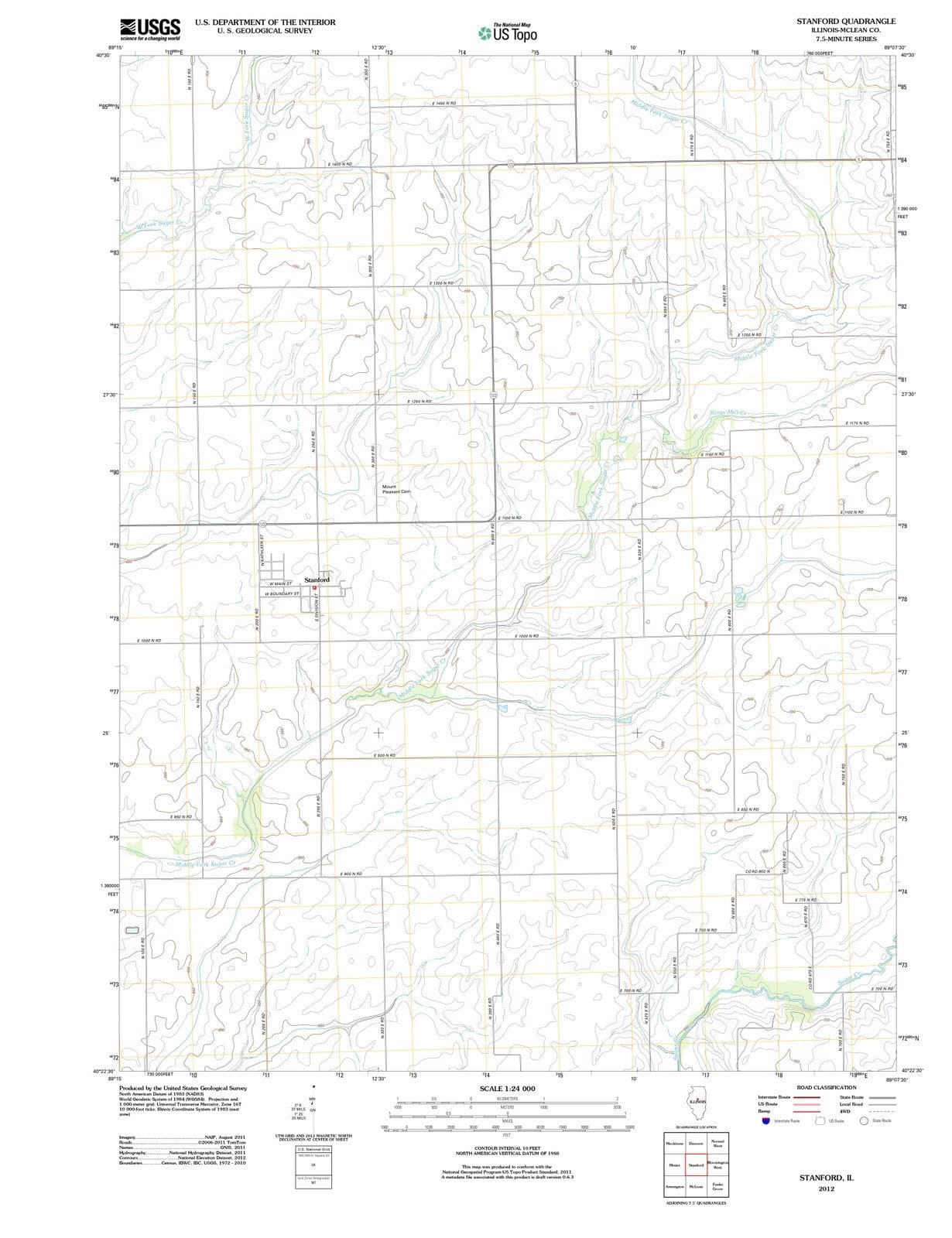 2012 Stanford, IL - Illinois - USGS Topographic Map