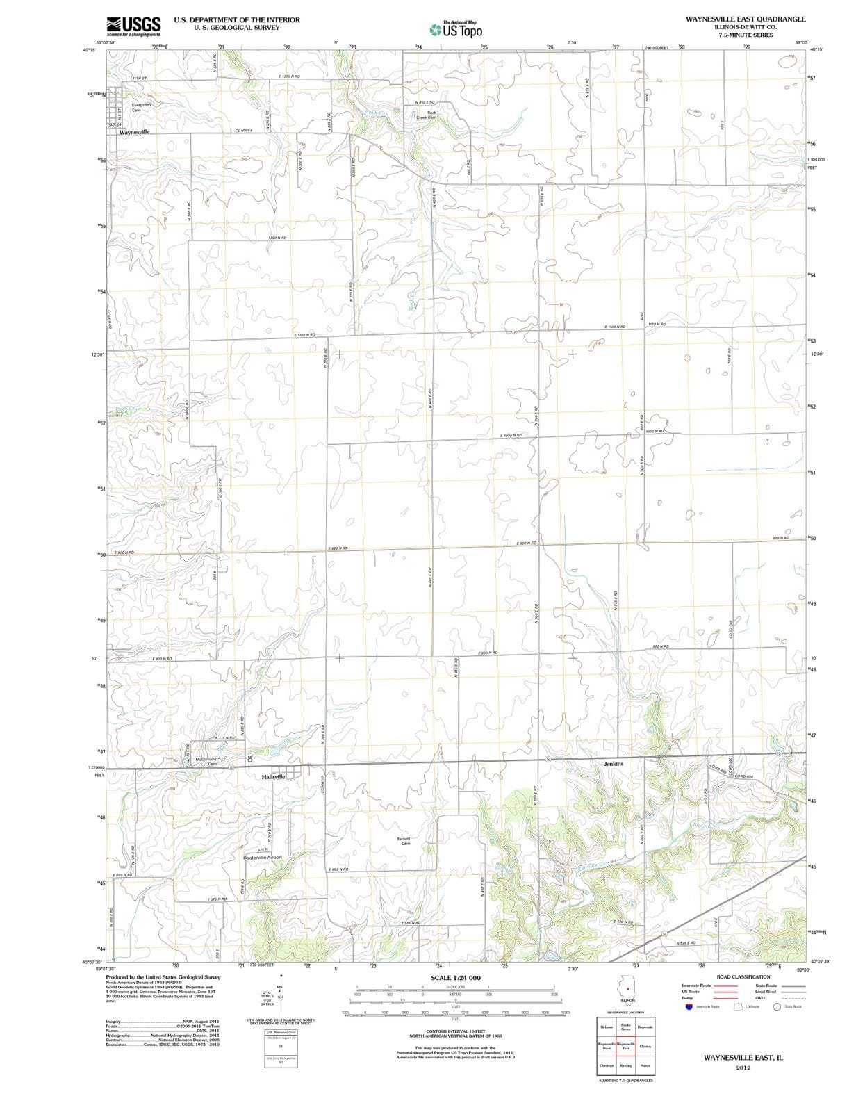 2012 Waynesville East, IL - Illinois - USGS Topographic Map