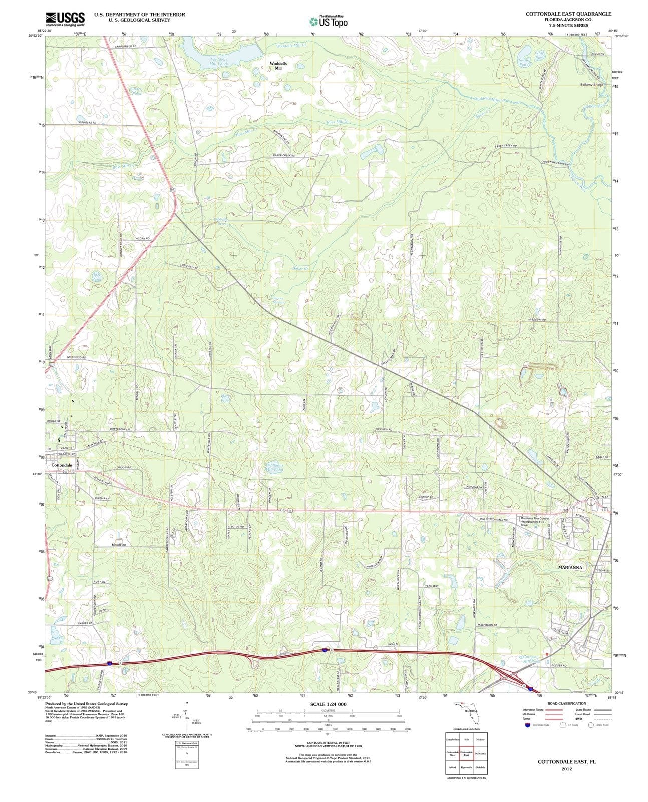 2012 Cottondale East, FL - Florida - USGS Topographic Map