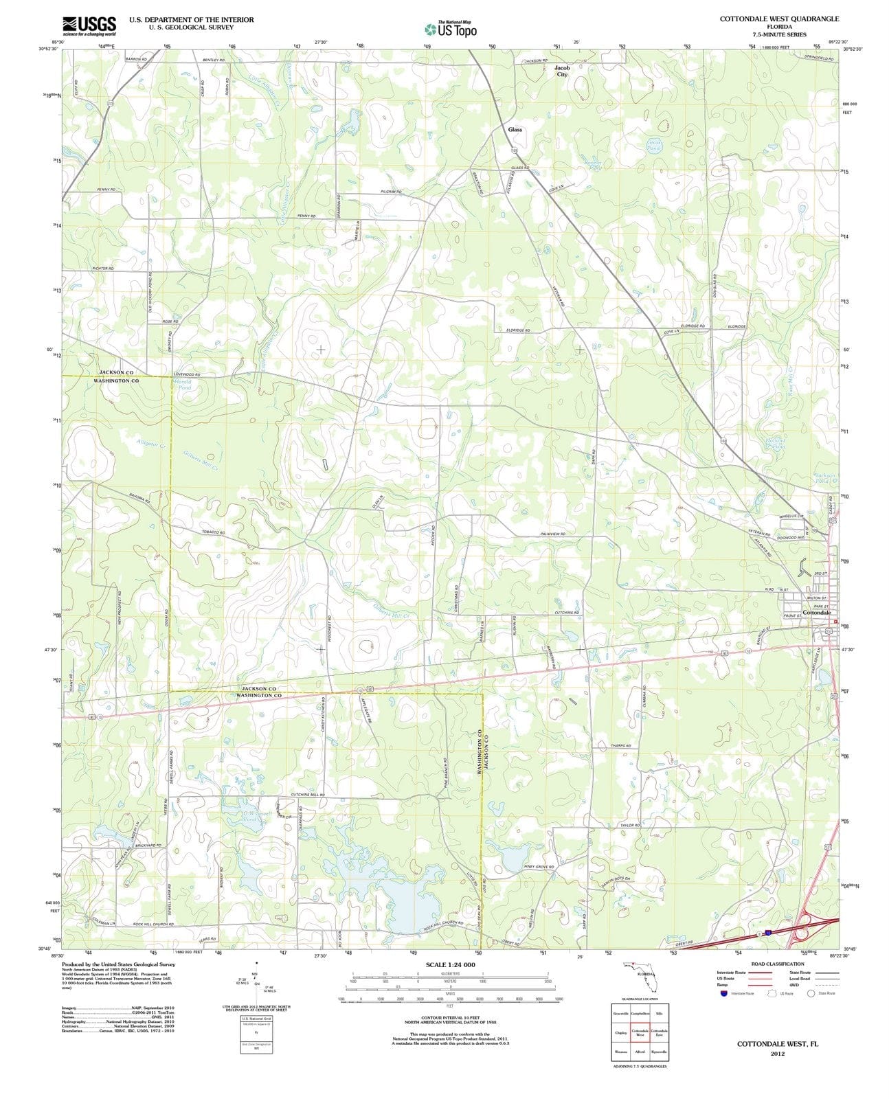 2012 Cottondale West, FL - Florida - USGS Topographic Map