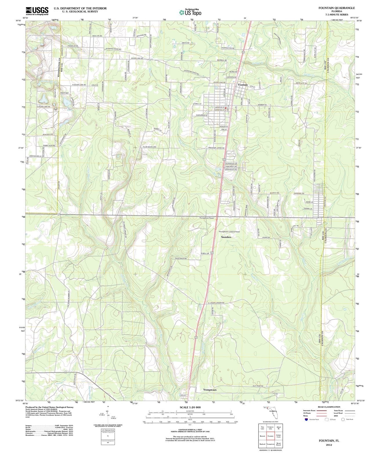 2012 Fountain, FL - Florida - USGS Topographic Map
