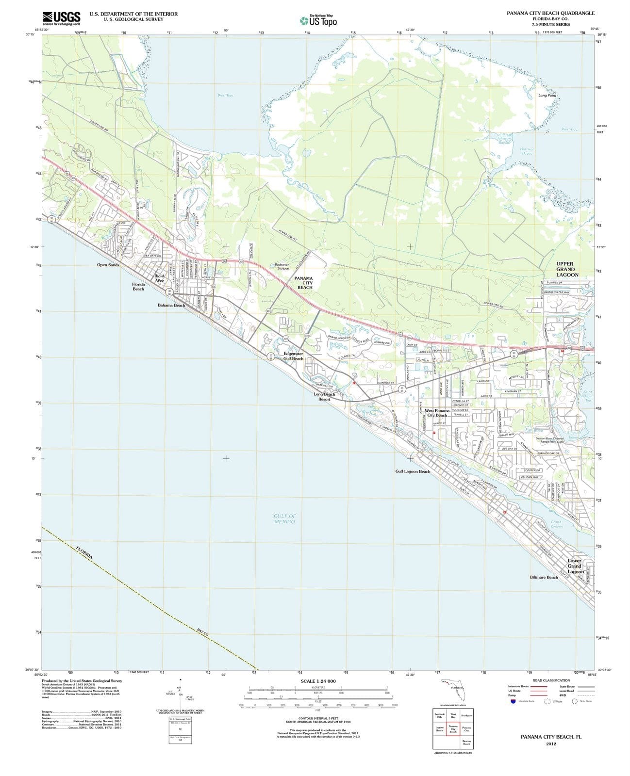 2012 Panama City Beach, FL - Florida - USGS Topographic Map