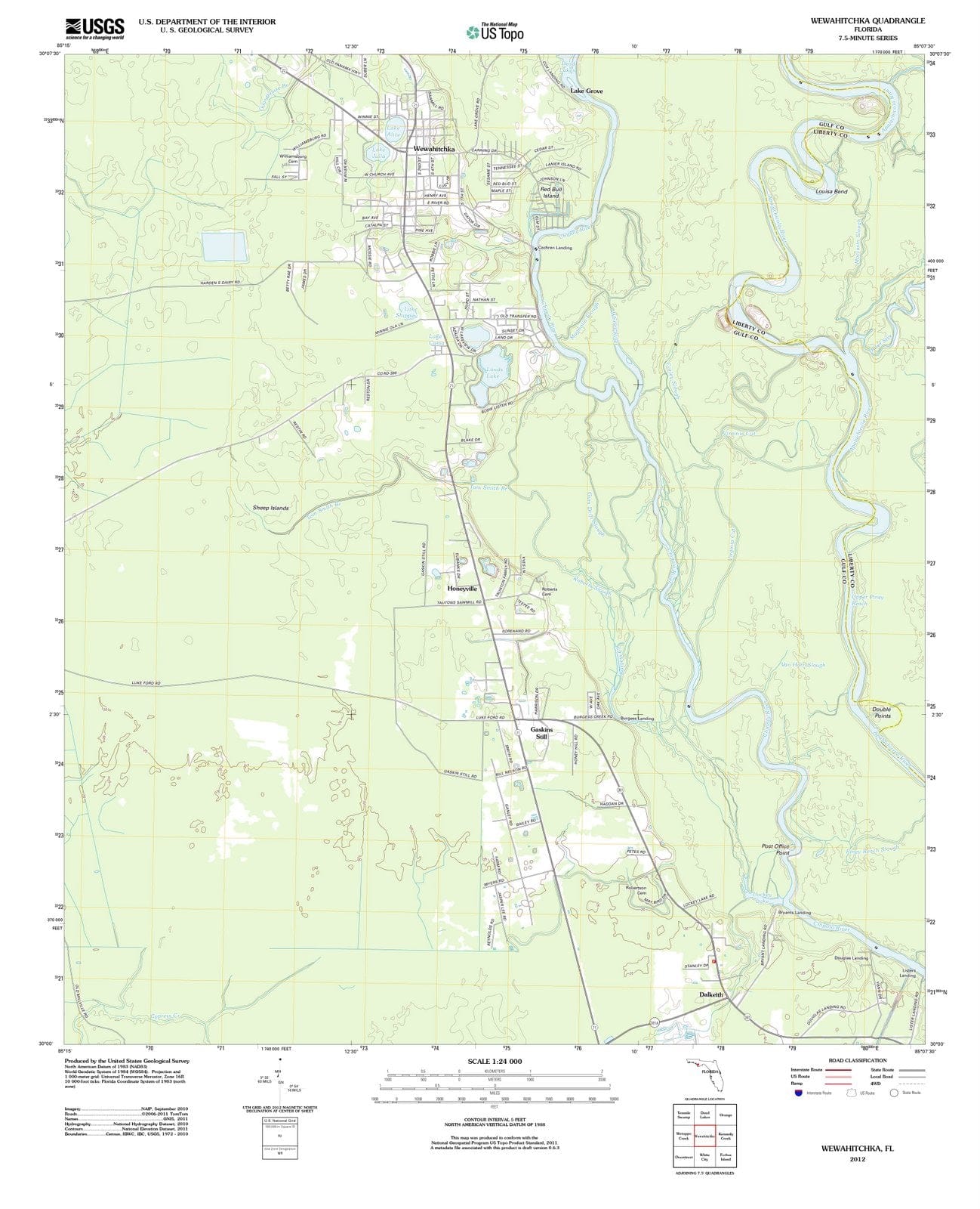 2012 Wewahitchka, FL - Florida - USGS Topographic Map