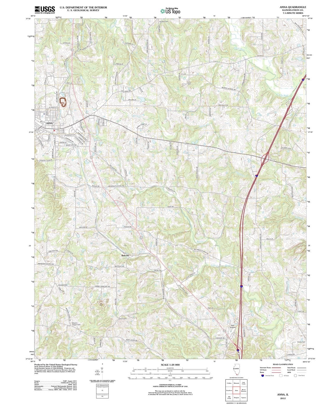 2012 Anna, IL - Illinois - USGS Topographic Map