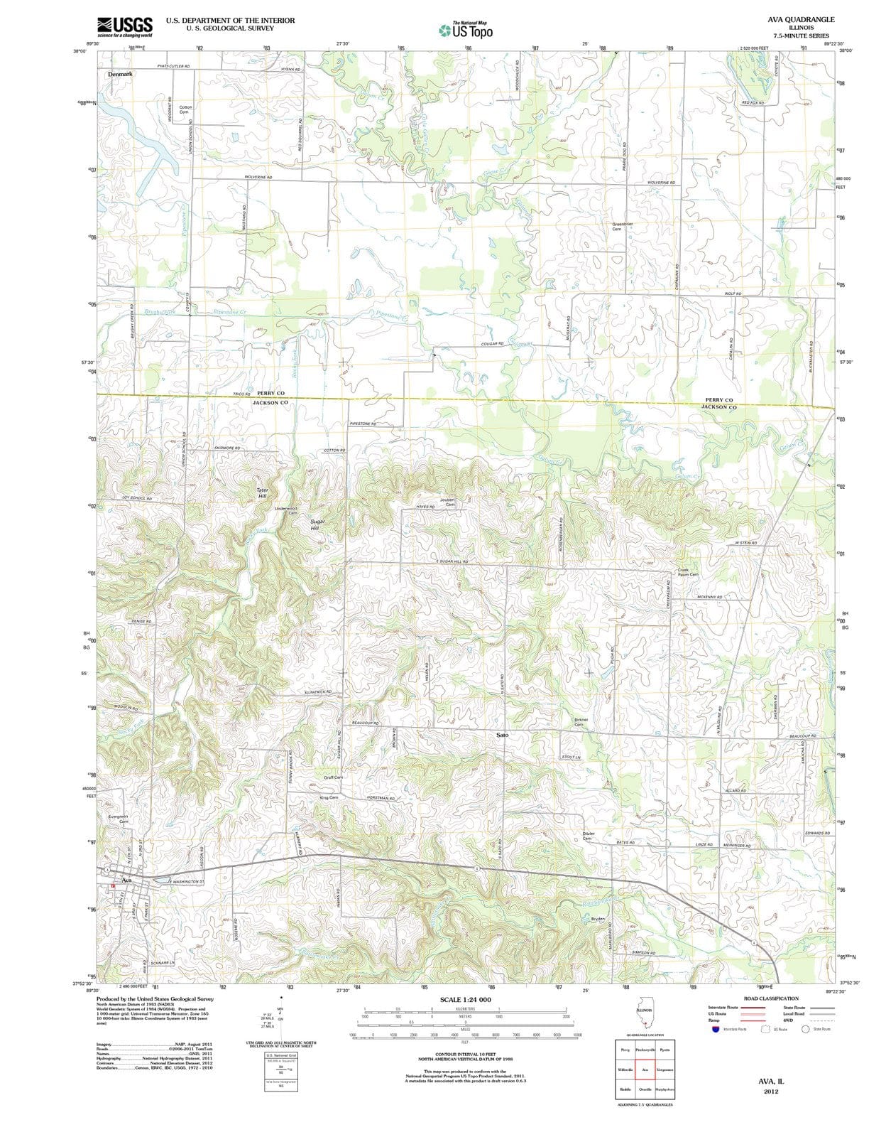 2012 Ava, IL - Illinois - USGS Topographic Map