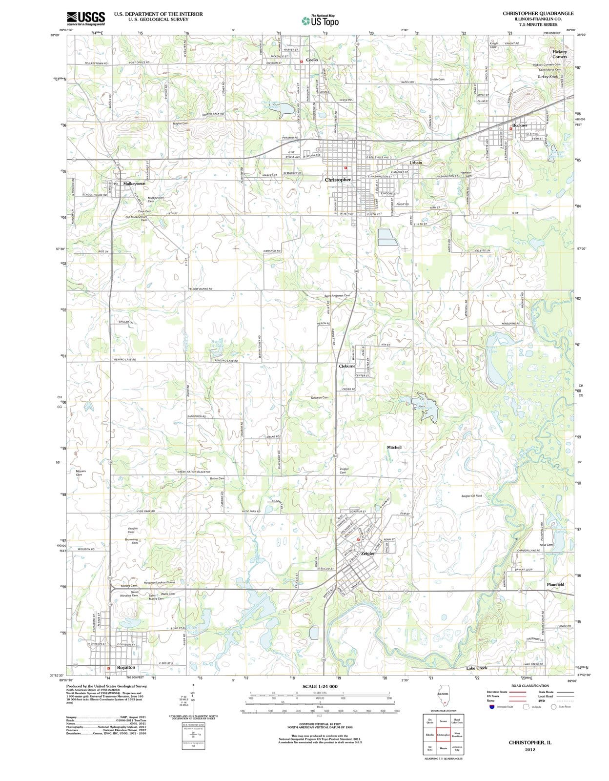 2012 Christopher, IL - Illinois - USGS Topographic Map