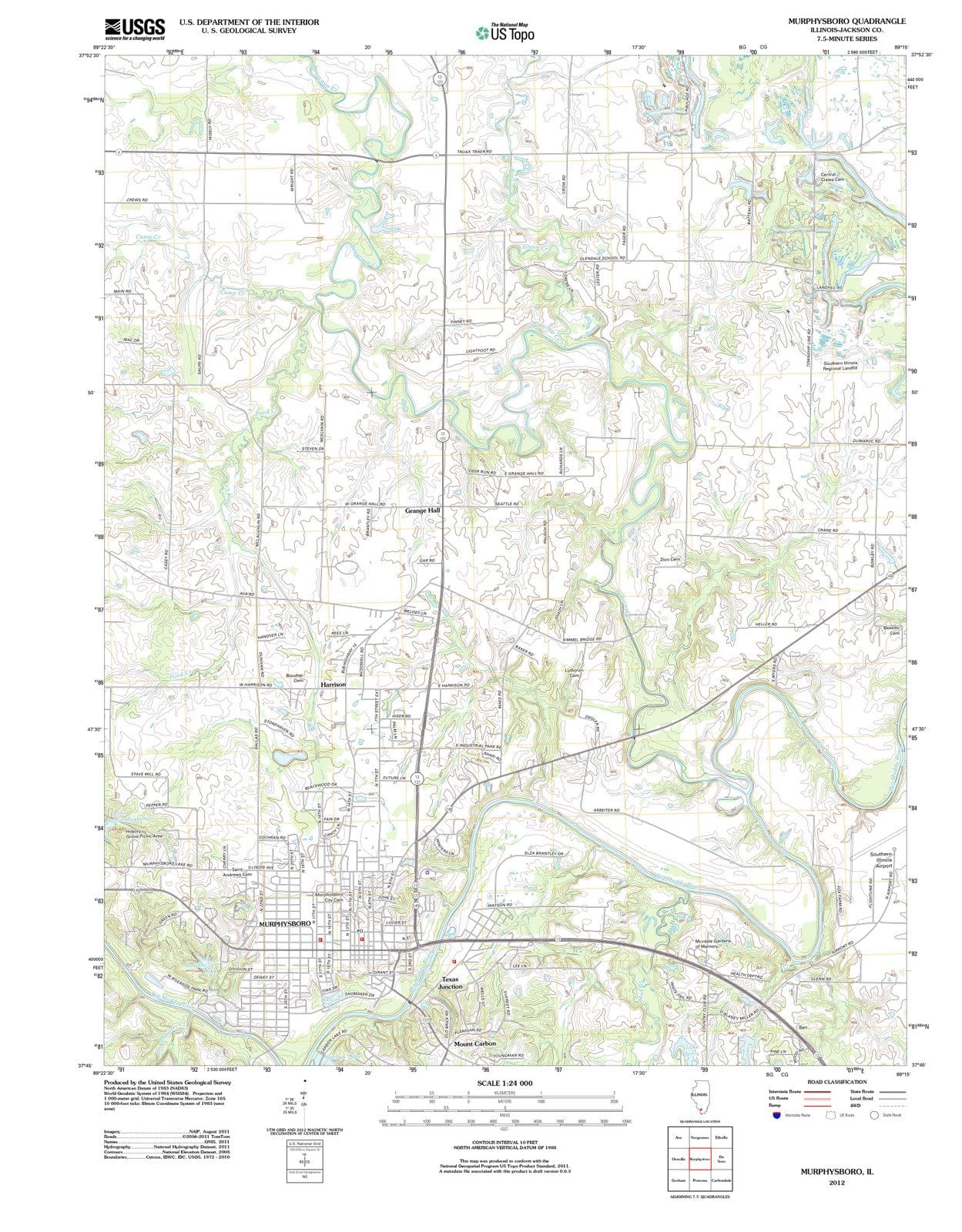 2012 Murphysboro, IL - Illinois - USGS Topographic Map