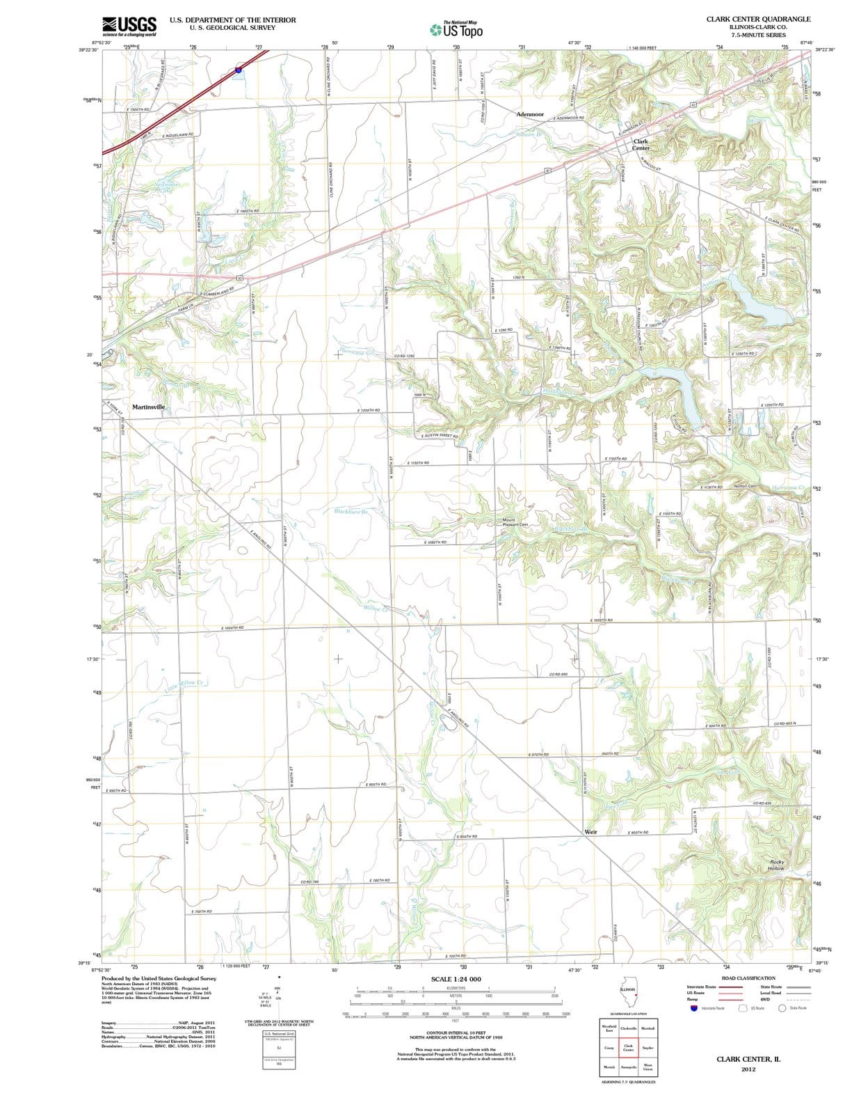 2012 Clark Center, IL - Illinois - USGS Topographic Map