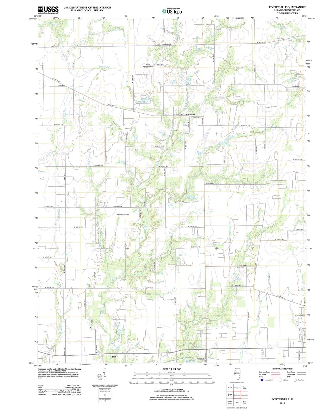 2012 Porterville, IL - Illinois - USGS Topographic Map