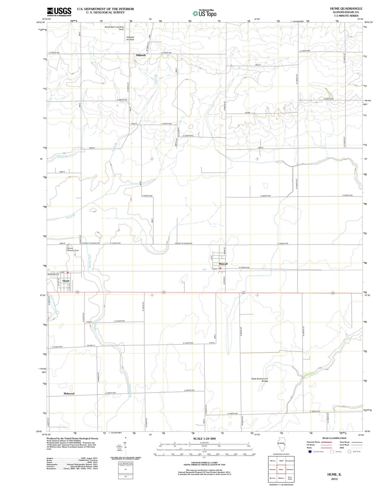 2012 Hume, IL - Illinois - USGS Topographic Map