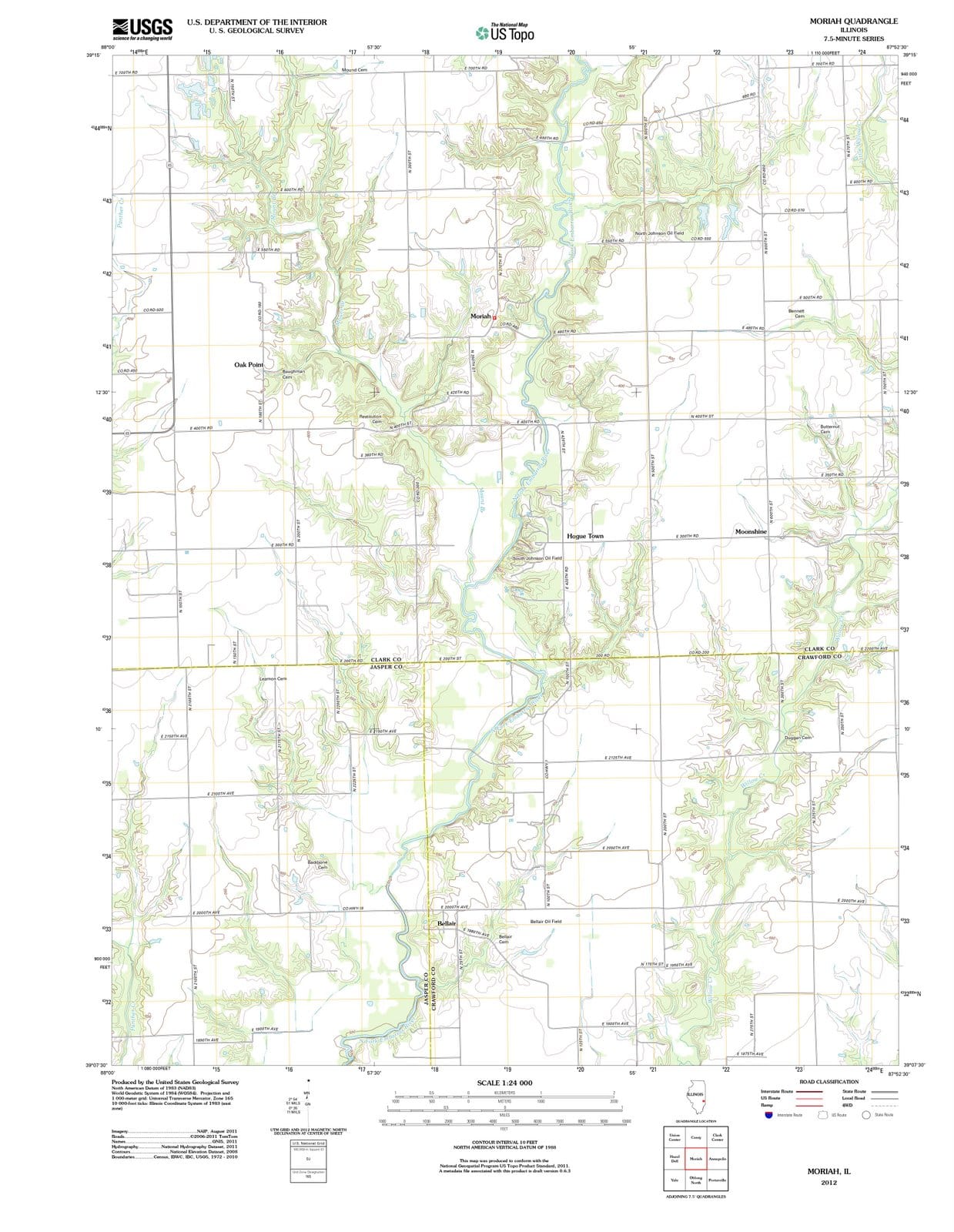 2012 Moriah, IL - Illinois - USGS Topographic Map
