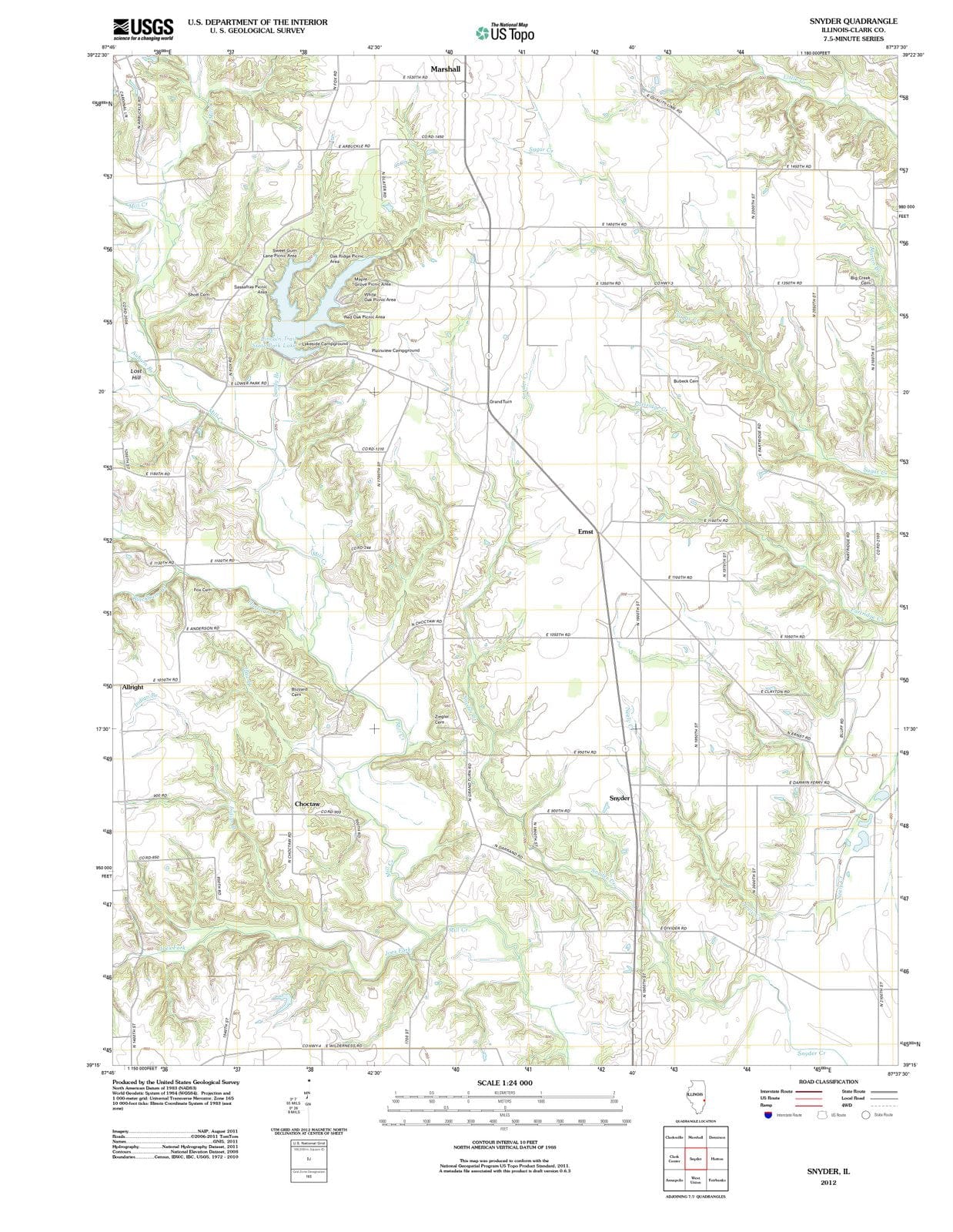 2012 Snyder, IL - Illinois - USGS Topographic Map