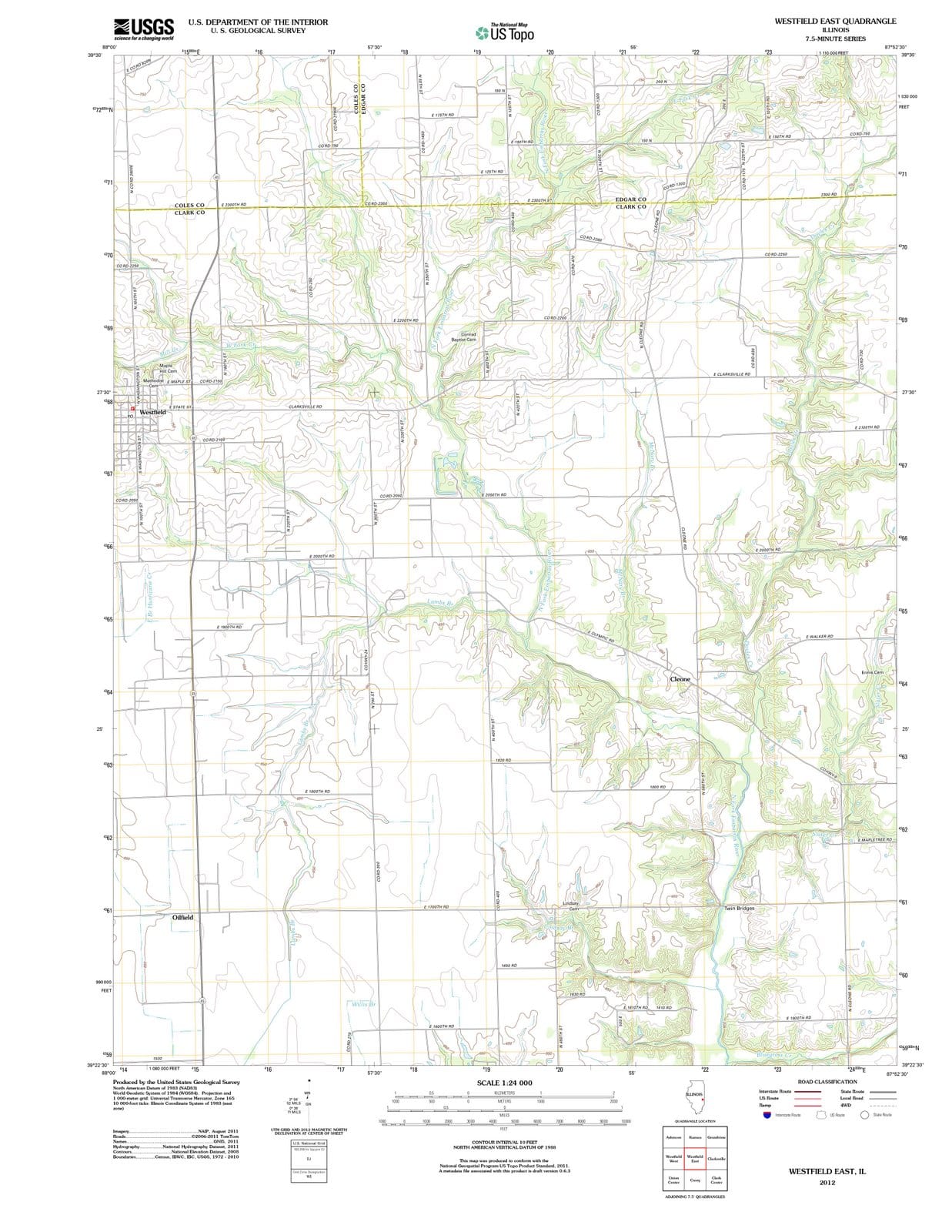 2012 Westfield East, IL - Illinois - USGS Topographic Map