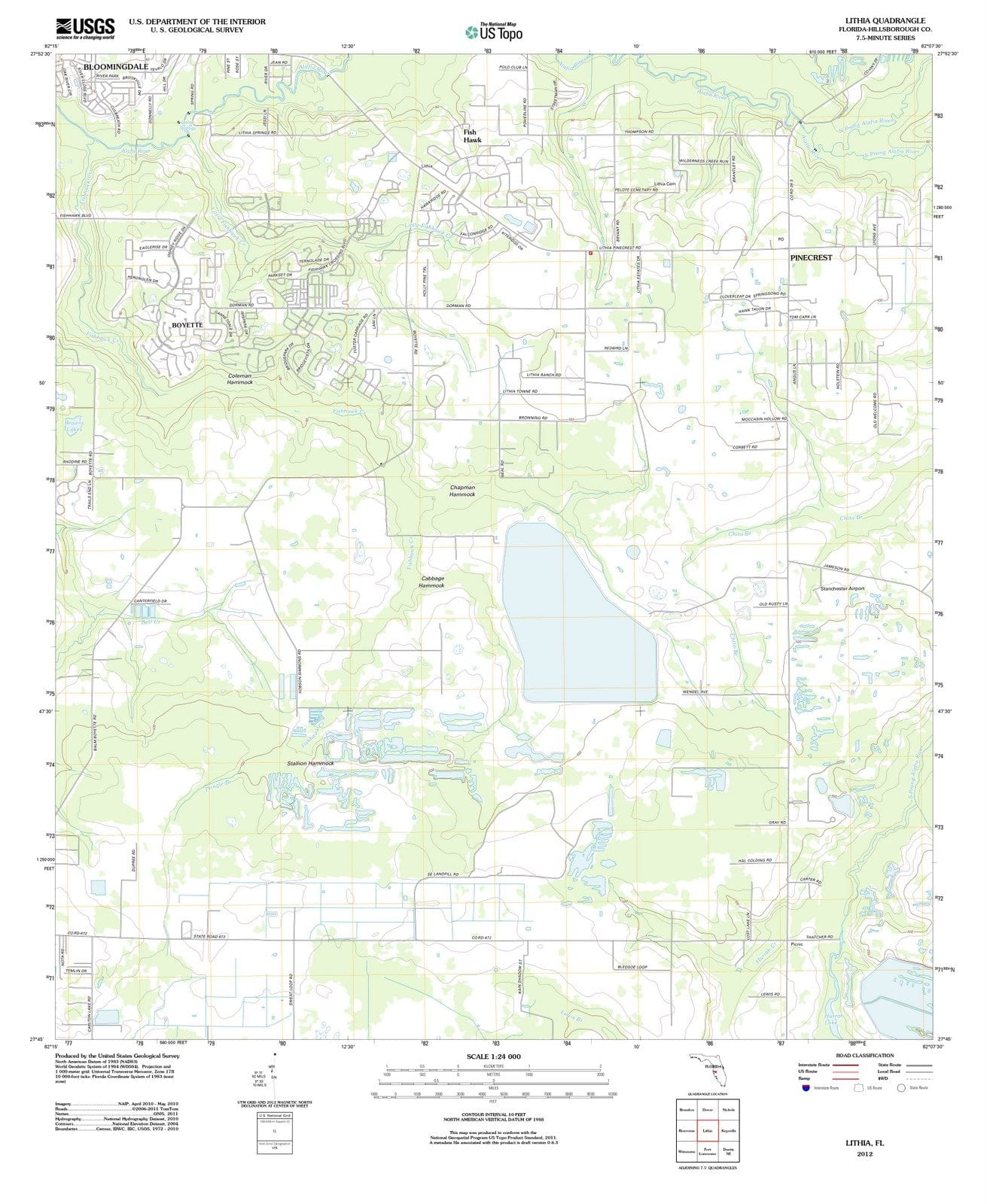 2012 Lithia, FL - Florida - USGS Topographic Map