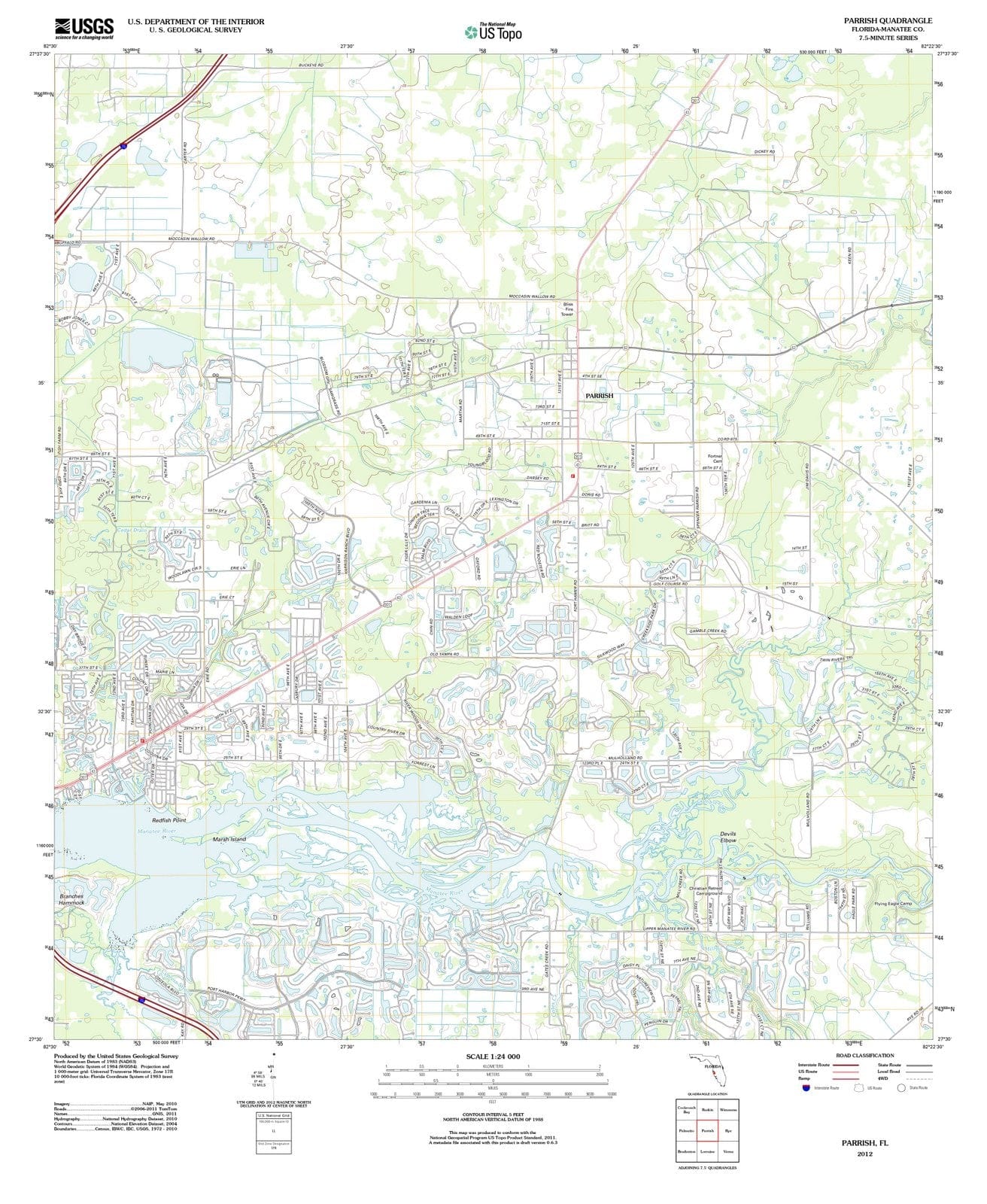 2012 Parrish, FL - Florida - USGS Topographic Map