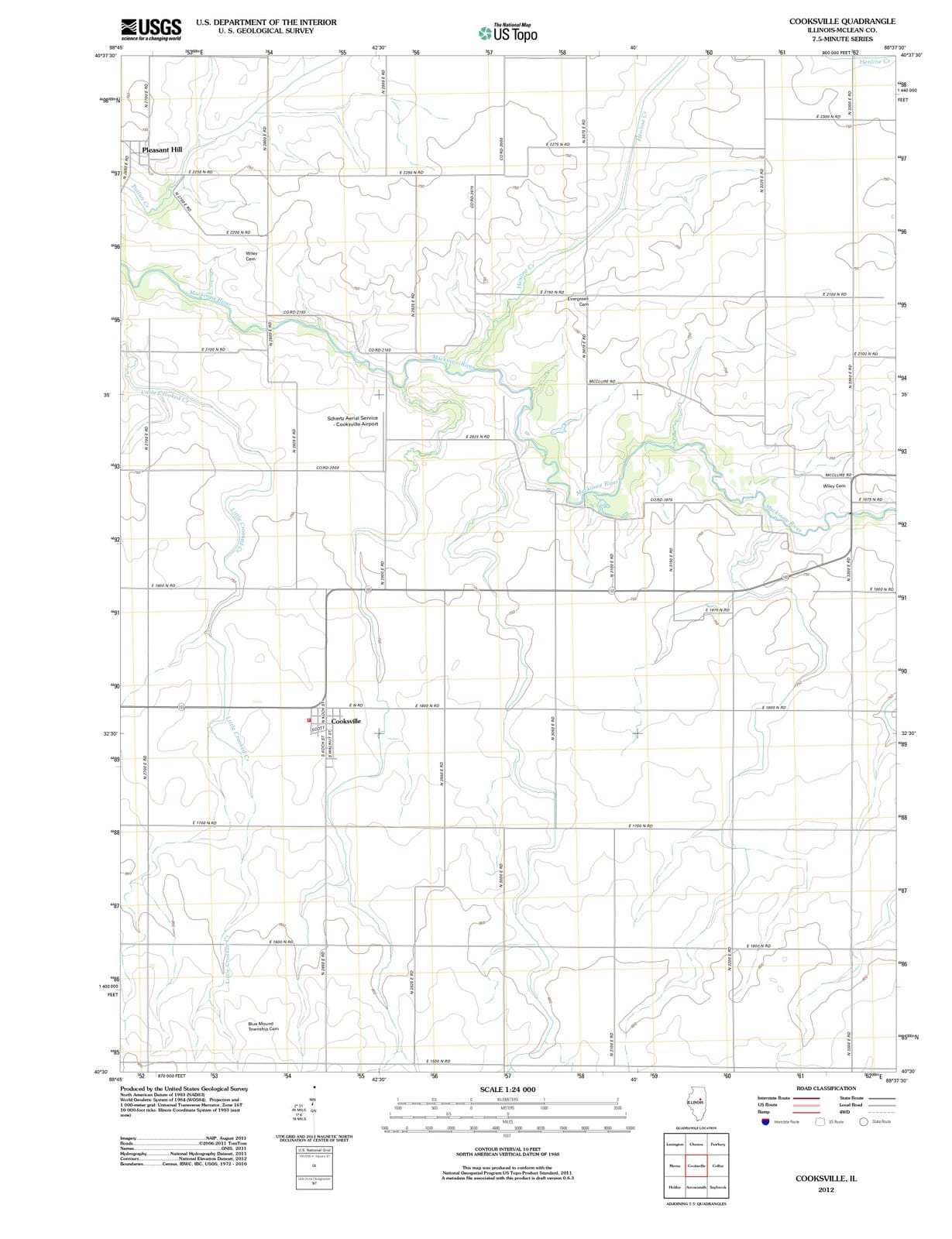 2012 Cooksville, IL - Illinois - USGS Topographic Map