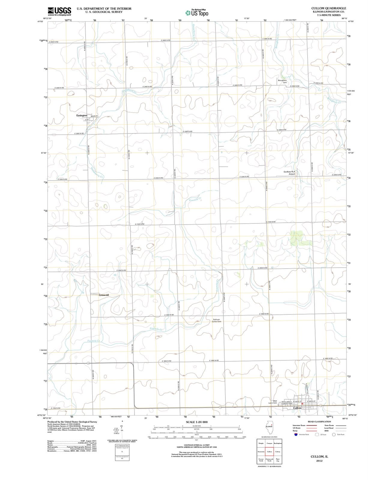 2012 Cullom, IL - Illinois - USGS Topographic Map