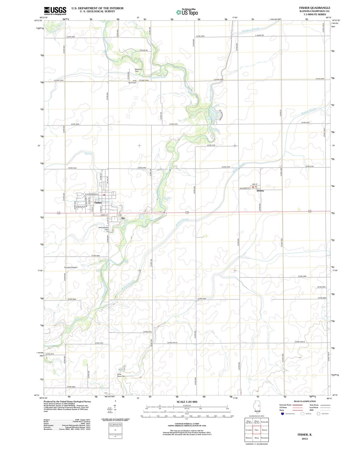 2012 Fisher, IL - Illinois - USGS Topographic Map