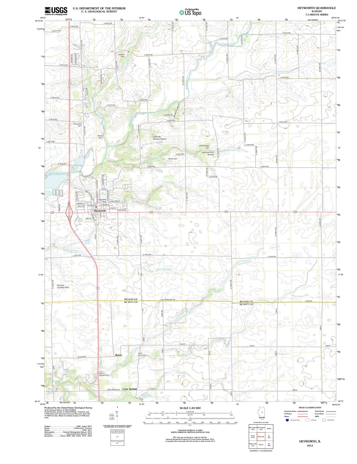 2012 Heyworth, IL - Illinois - USGS Topographic Map