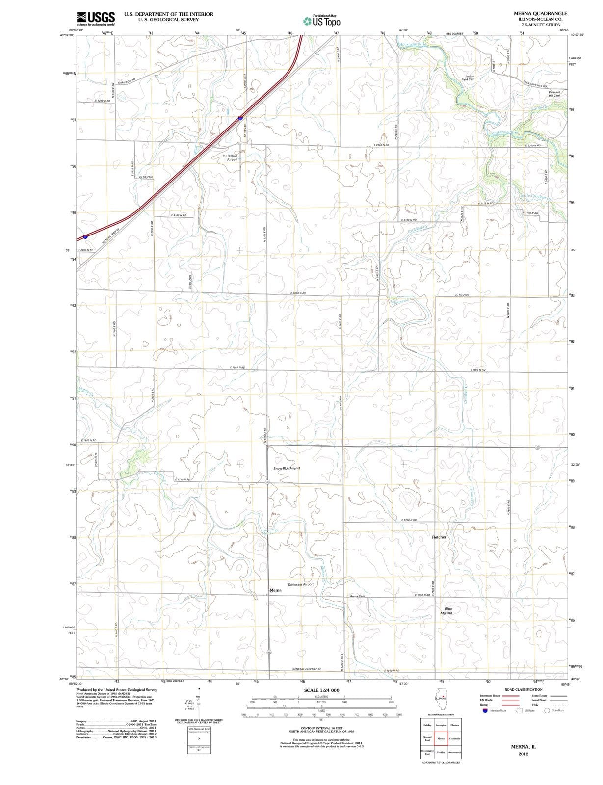 2012 Merna, IL - Illinois - USGS Topographic Map