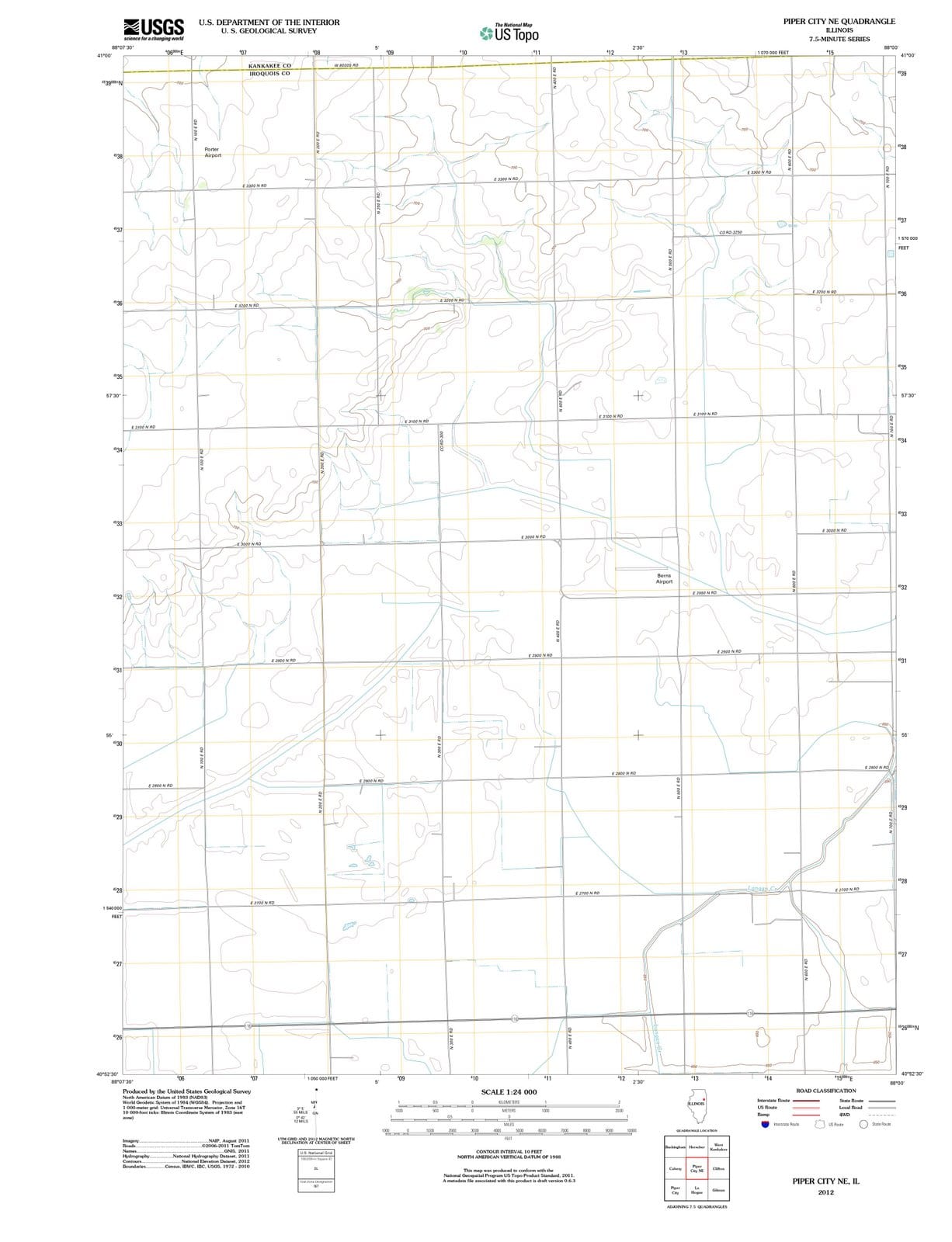 2012 Piper City, IL - Illinois - USGS Topographic Map v2
