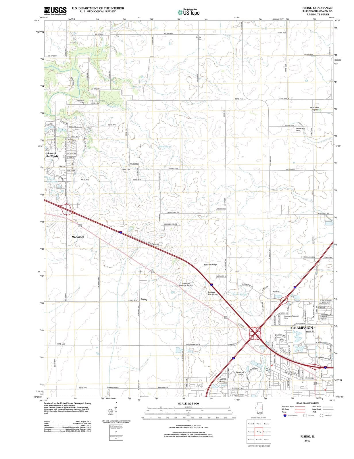 2012 Rising, IL - Illinois - USGS Topographic Map