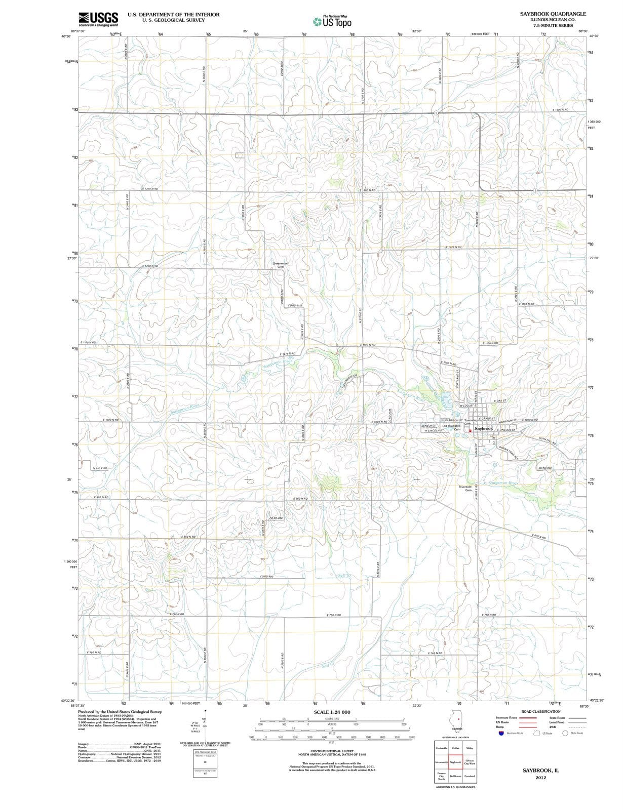 2012 Saybrook, IL - Illinois - USGS Topographic Map