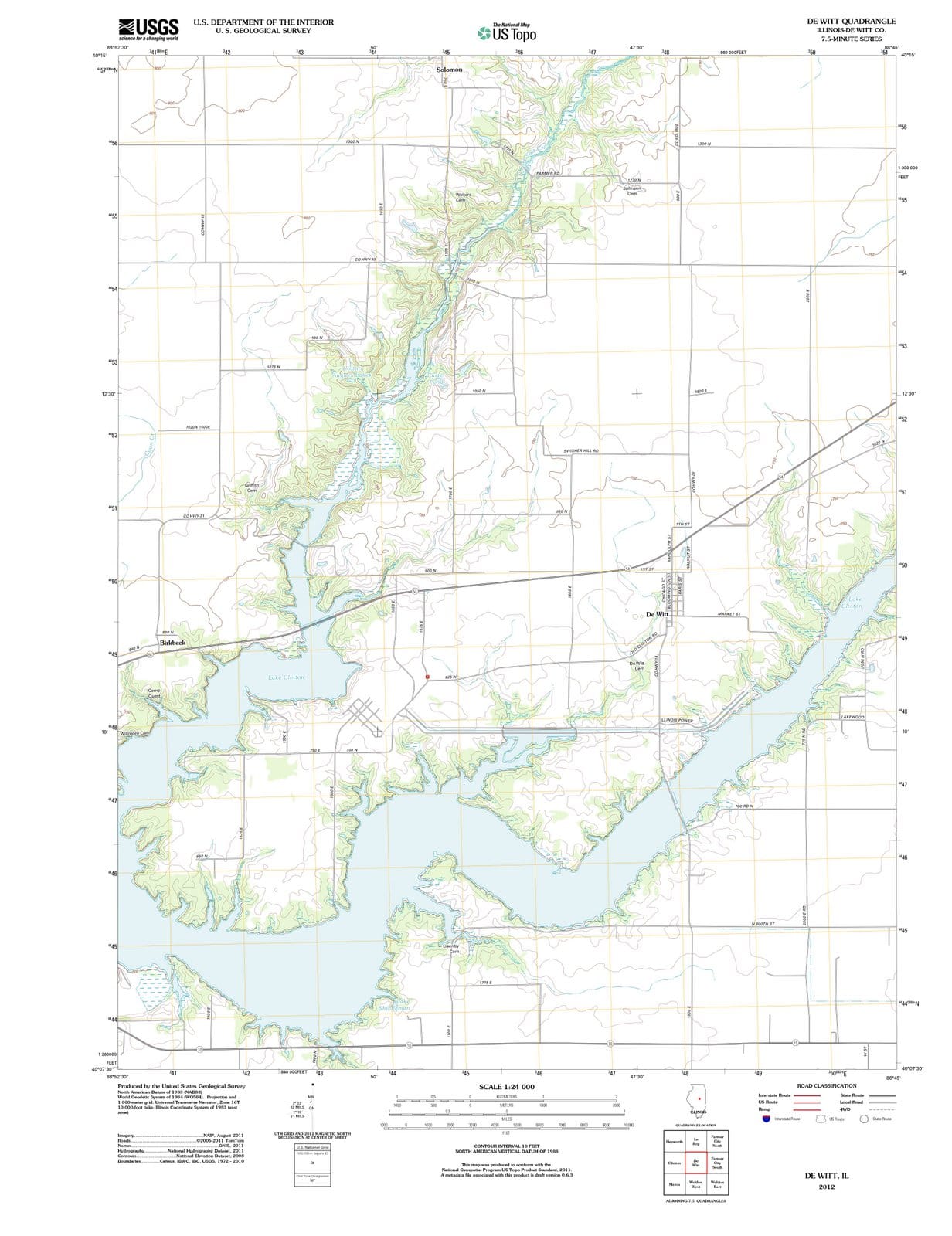 2012 De WITT, IL - Illinois - USGS Topographic Map