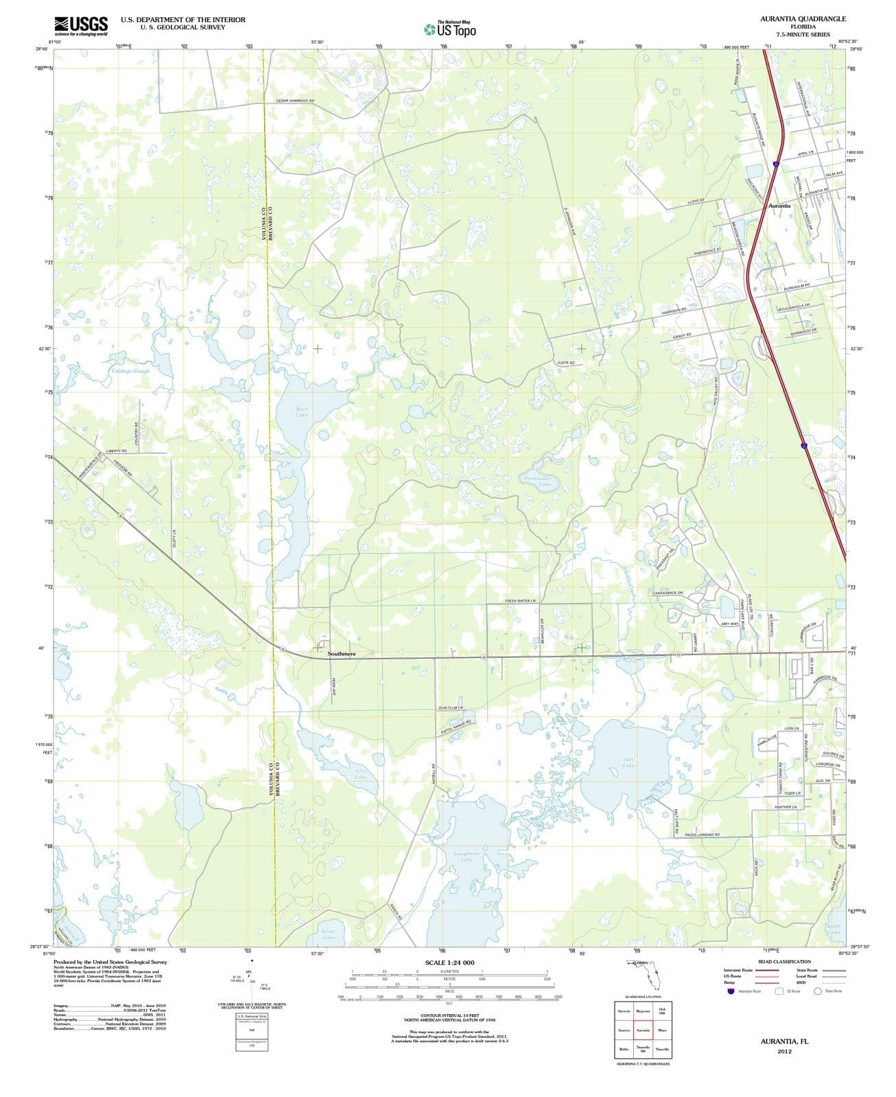 2012 Aurantia, FL - Florida - USGS Topographic Map