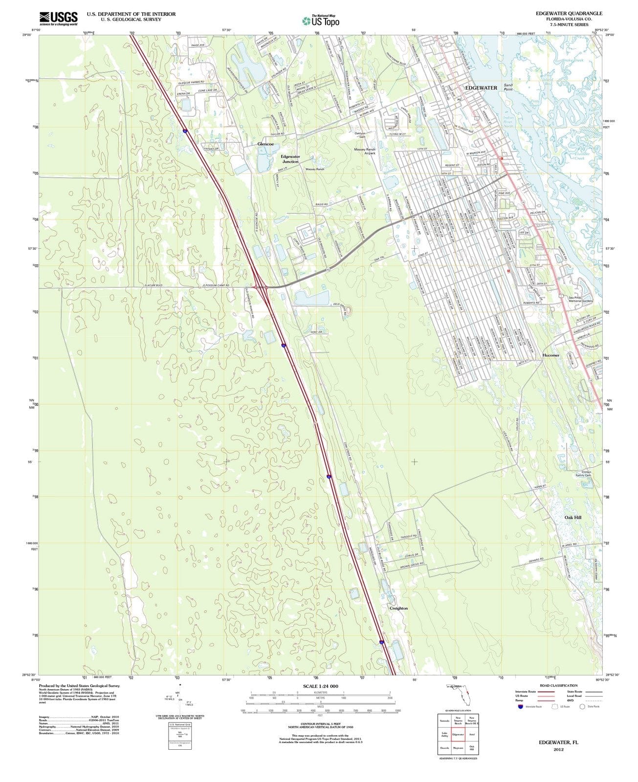 2012 Edgewater, FL - Florida - USGS Topographic Map