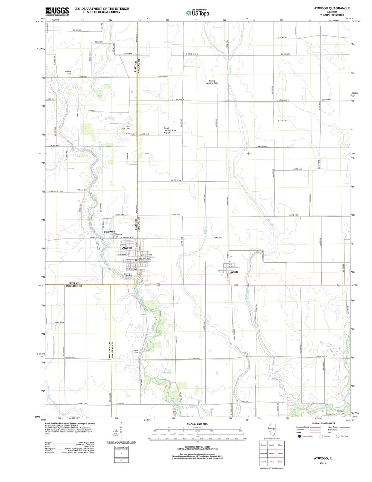 2012 Atwood, IL - Illinois - USGS Topographic Map