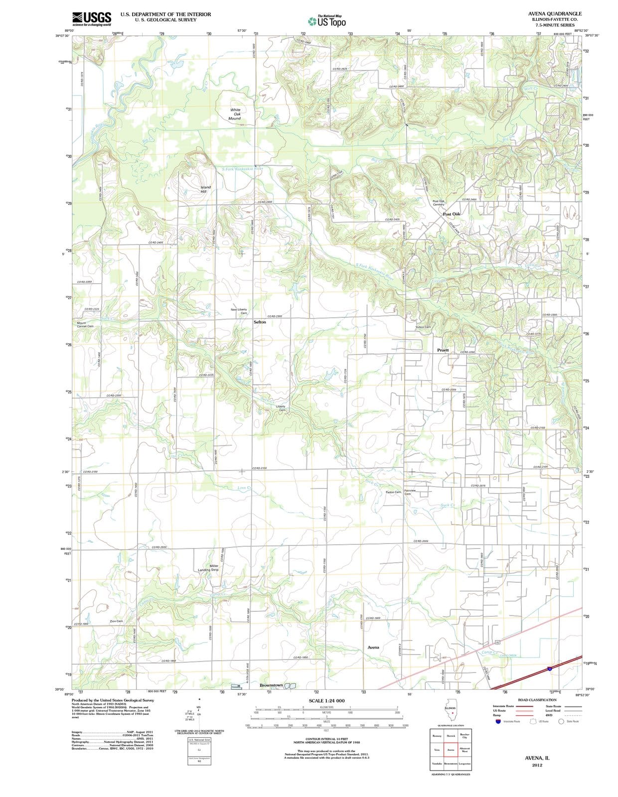 2012 Avena, IL - Illinois - USGS Topographic Map