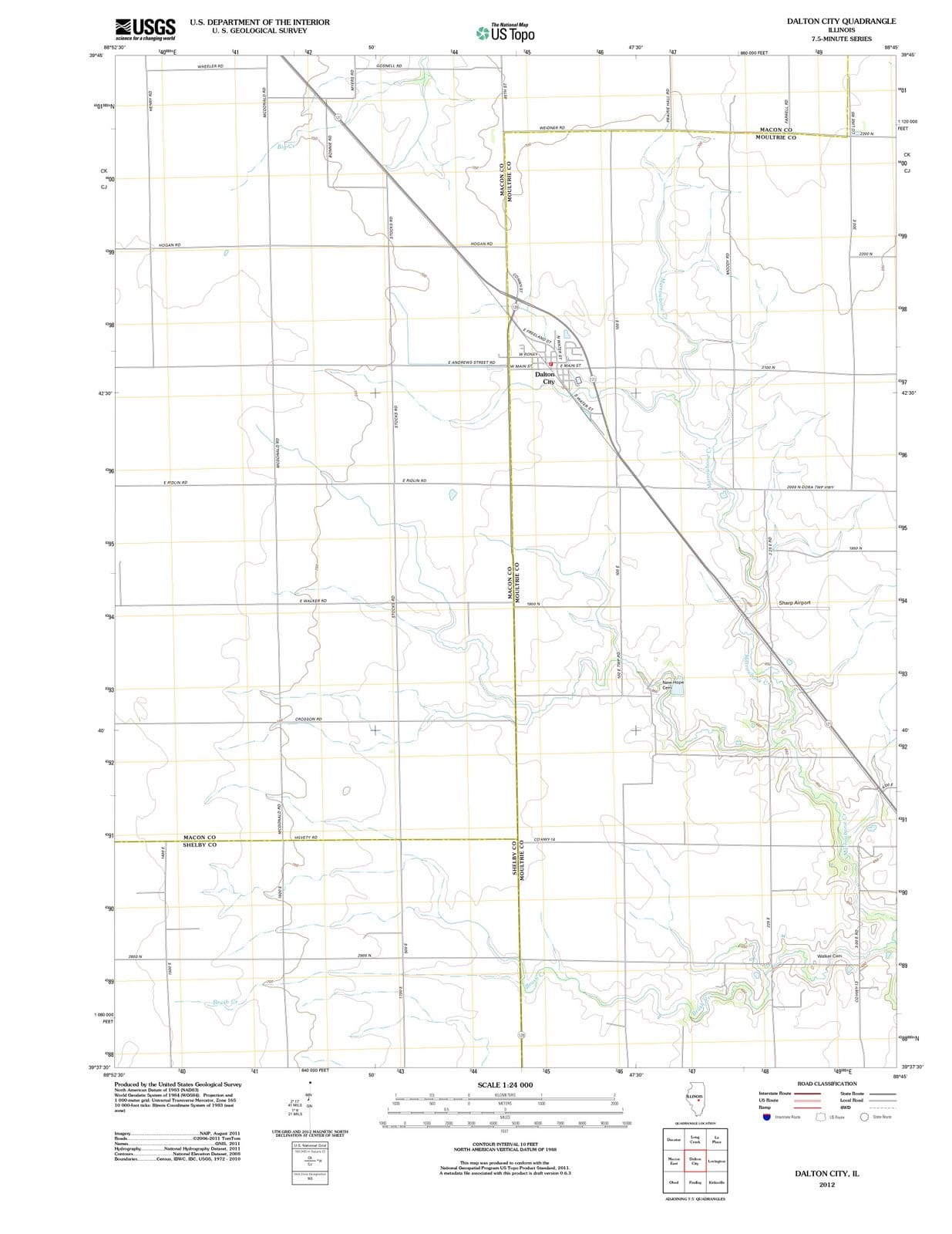 2012 Dalton City, IL - Illinois - USGS Topographic Map