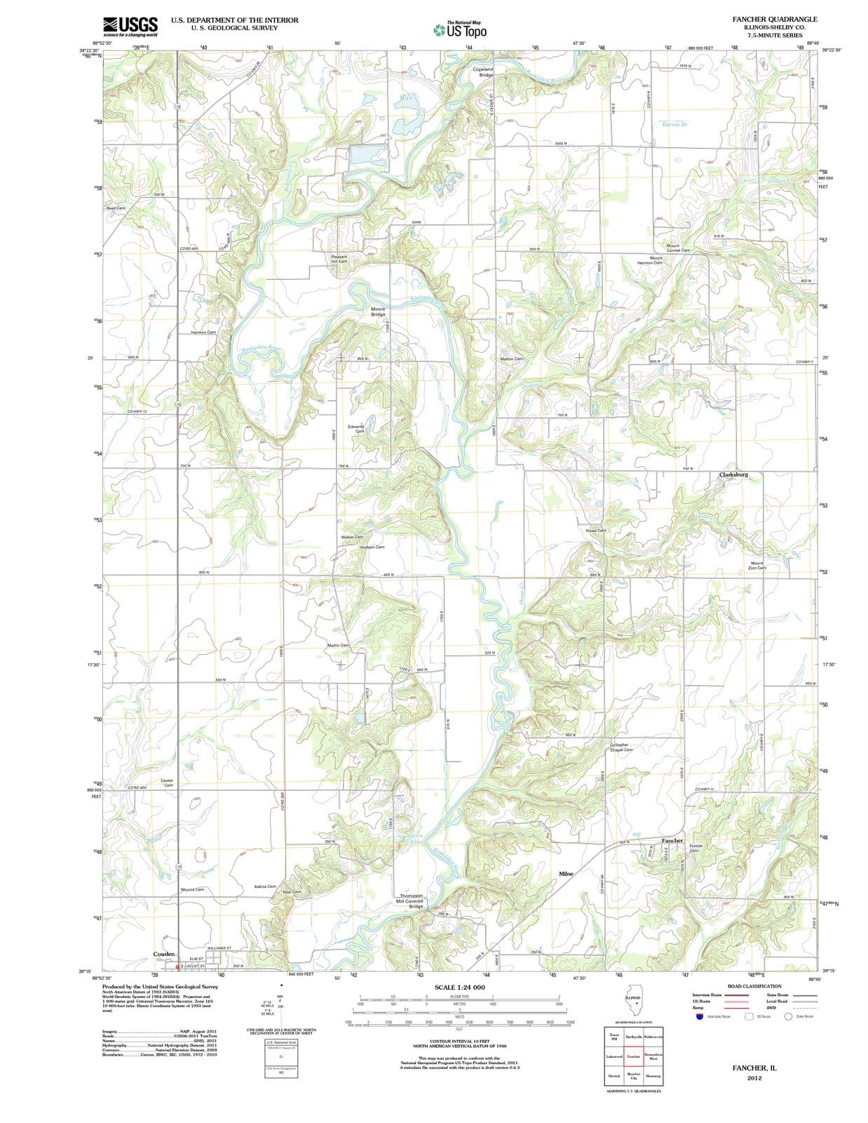 2012 Fancher, IL - Illinois - USGS Topographic Map
