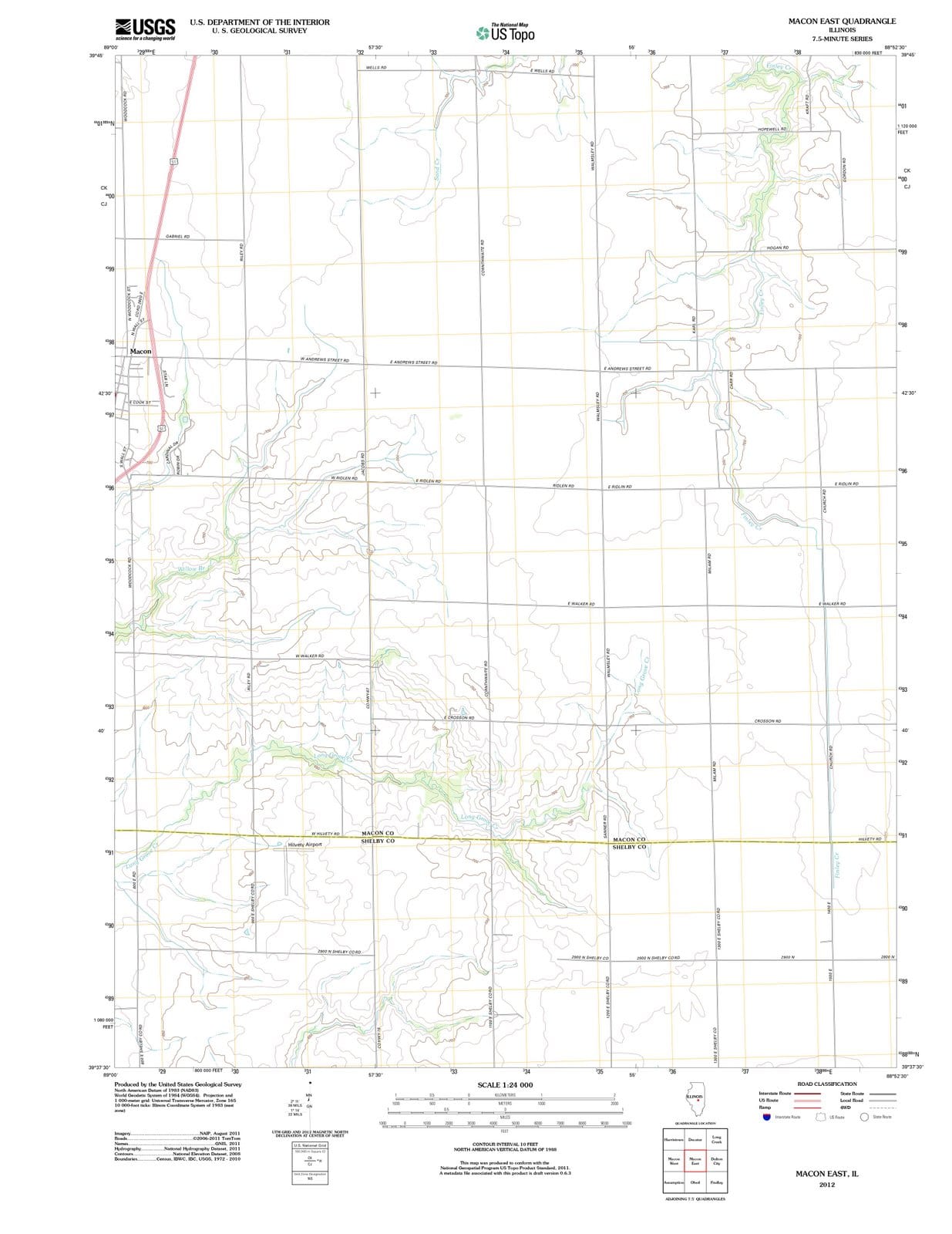 2012 Macon East, IL - Illinois - USGS Topographic Map