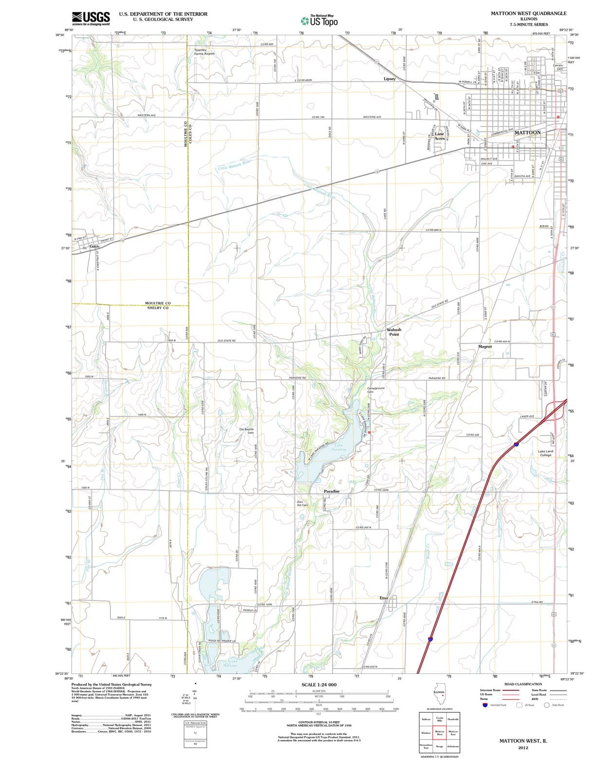 2012 Mattoon West, IL - Illinois - USGS Topographic Map